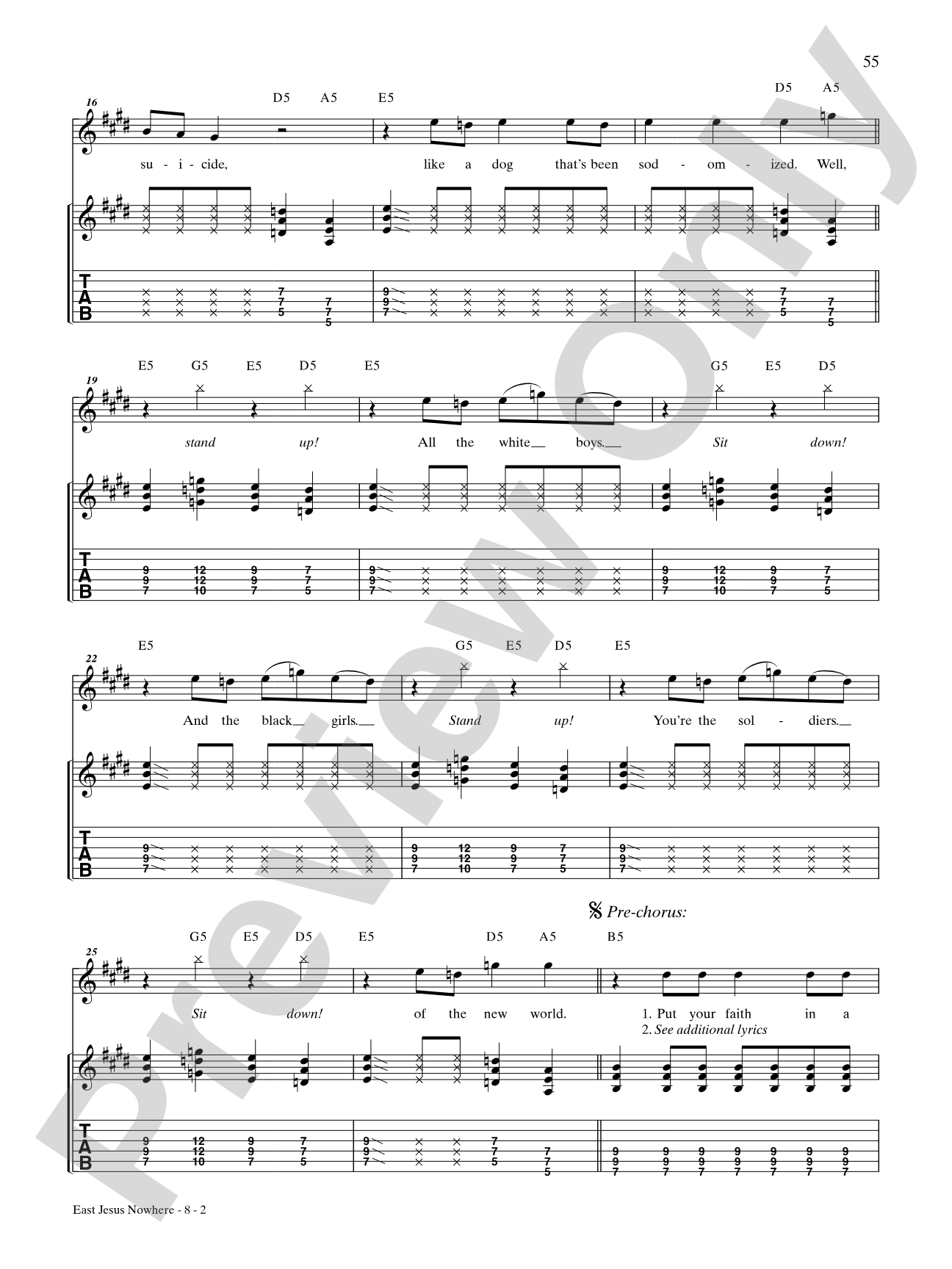 East Jesus Nowhere: Authentic Guitar TAB