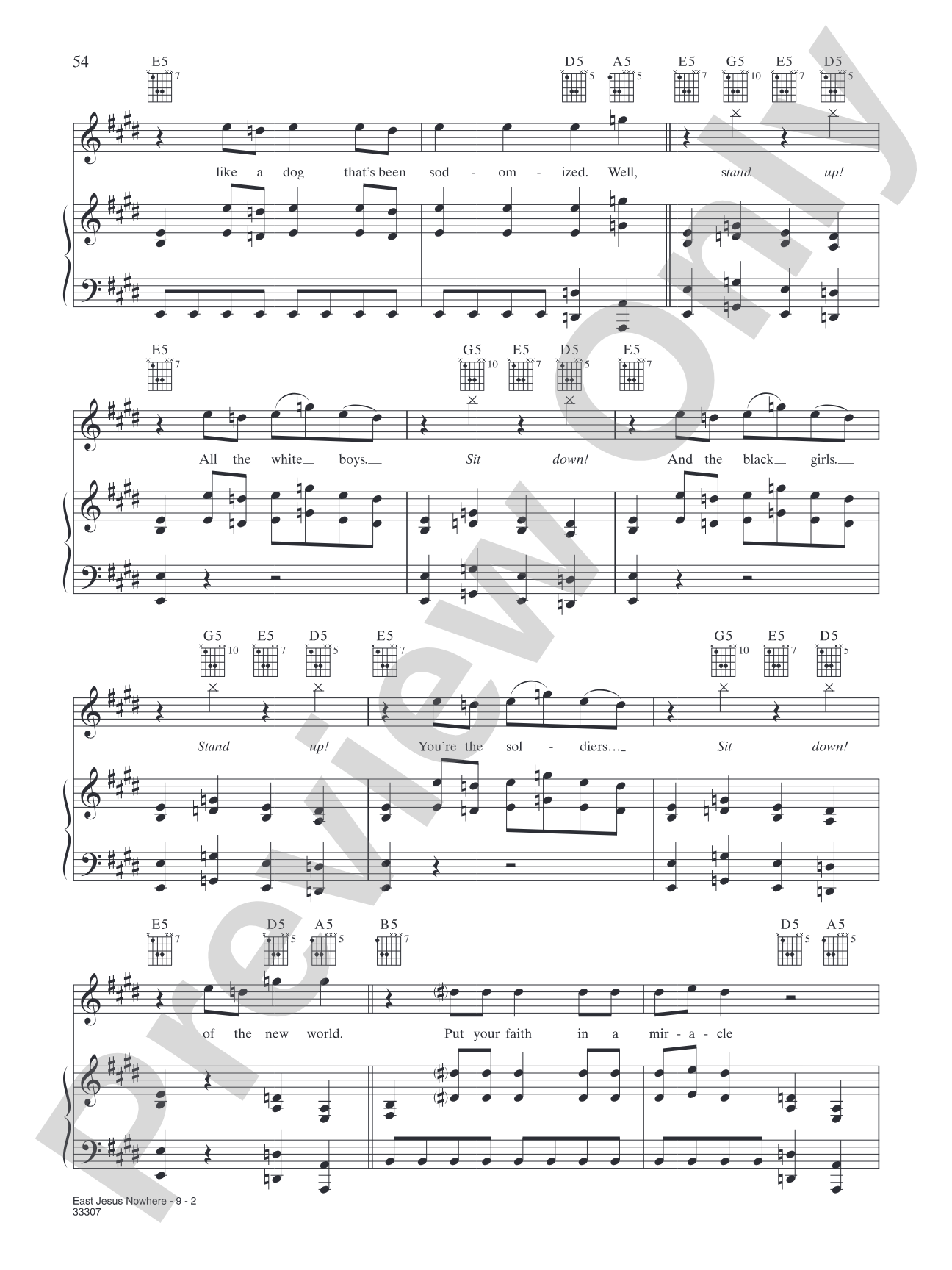 East Jesus Nowhere: Piano/Vocal/Chords