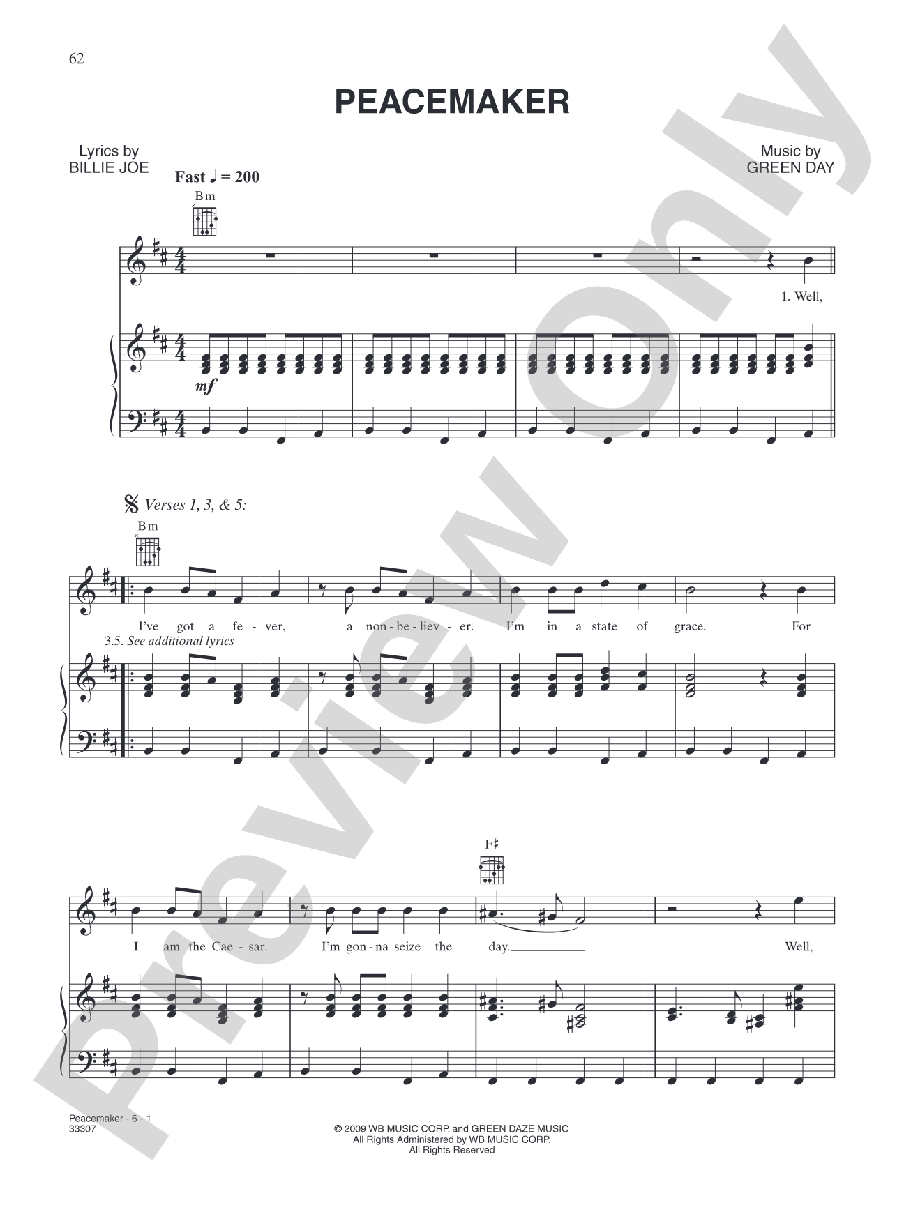 Peacemaker: Piano/Vocal/Chords