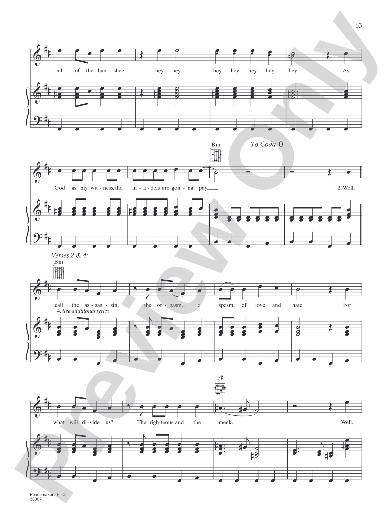 Peacemaker: Piano/Vocal/Chords