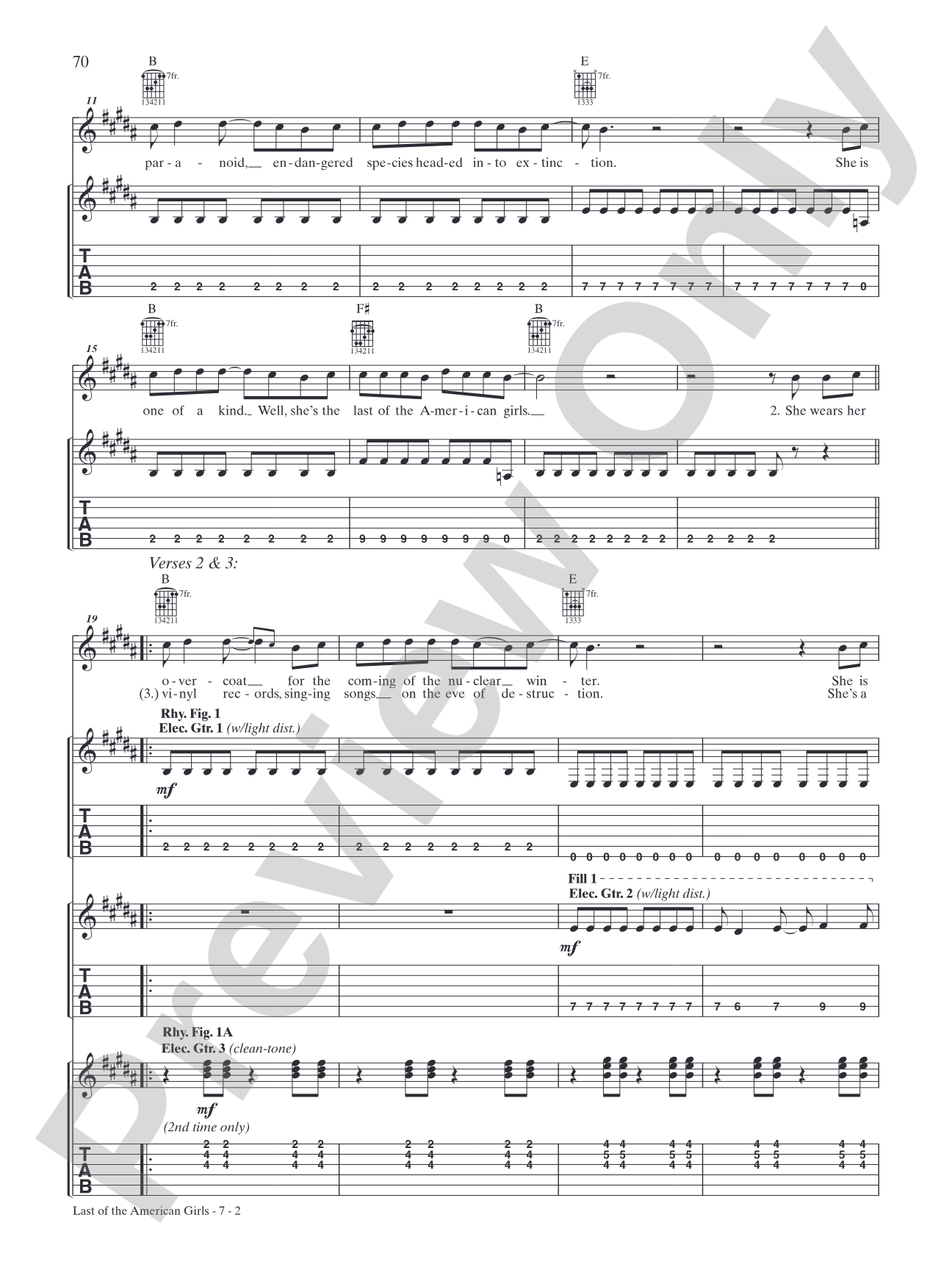 Last of the American Girls: Authentic Guitar TAB