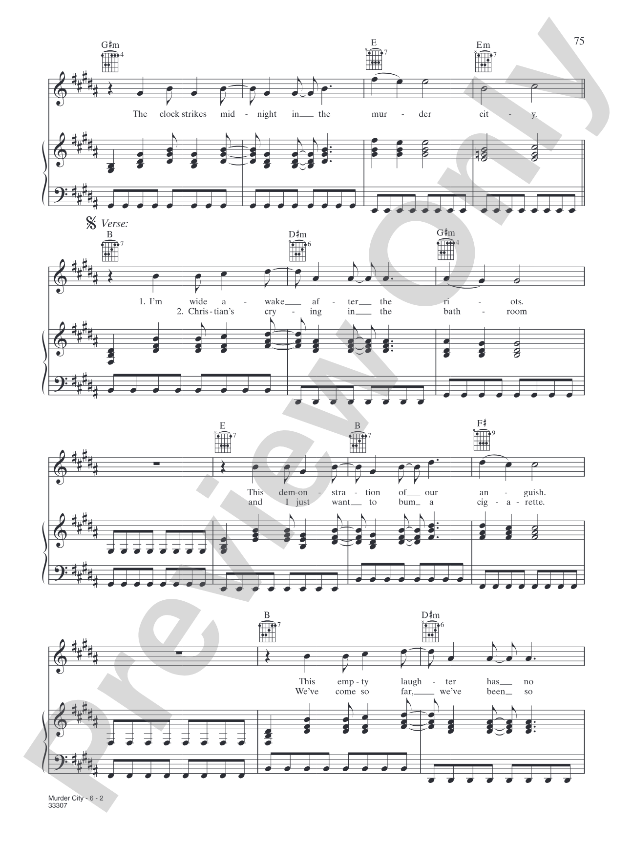 Murder City: Piano/Vocal/Chords