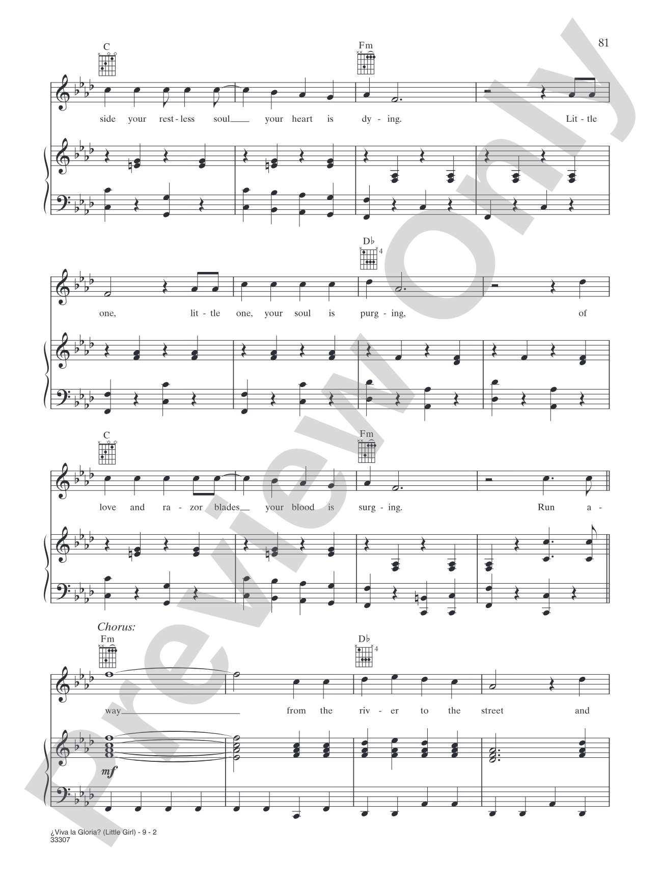 ¿Viva La Gloria? (Little Girl): Piano/Vocal/Chords