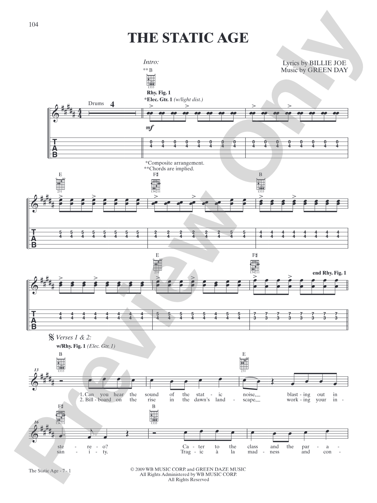 The Static Age: Authentic Guitar TAB
