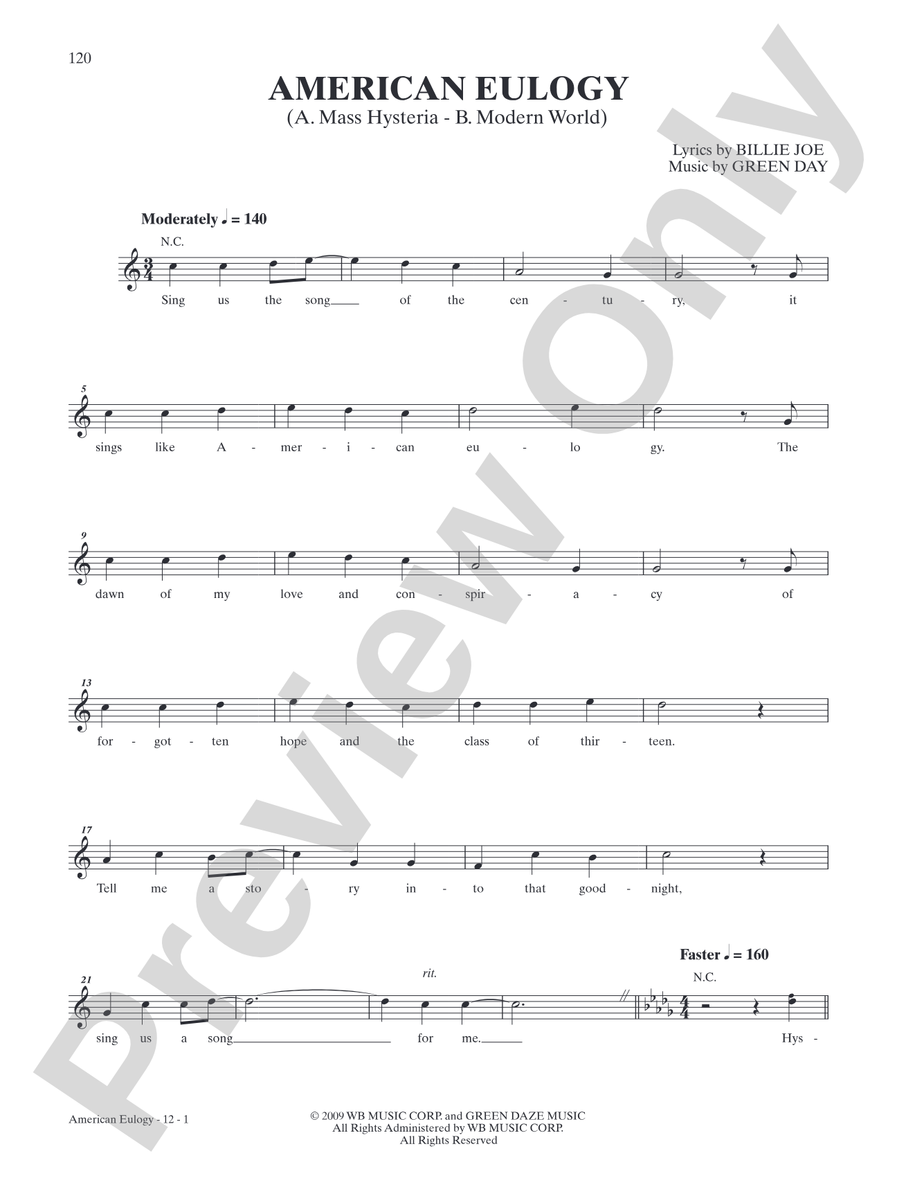 American Eulogy (A: Mass Hysteria B: Modern World): Authentic Guitar TAB