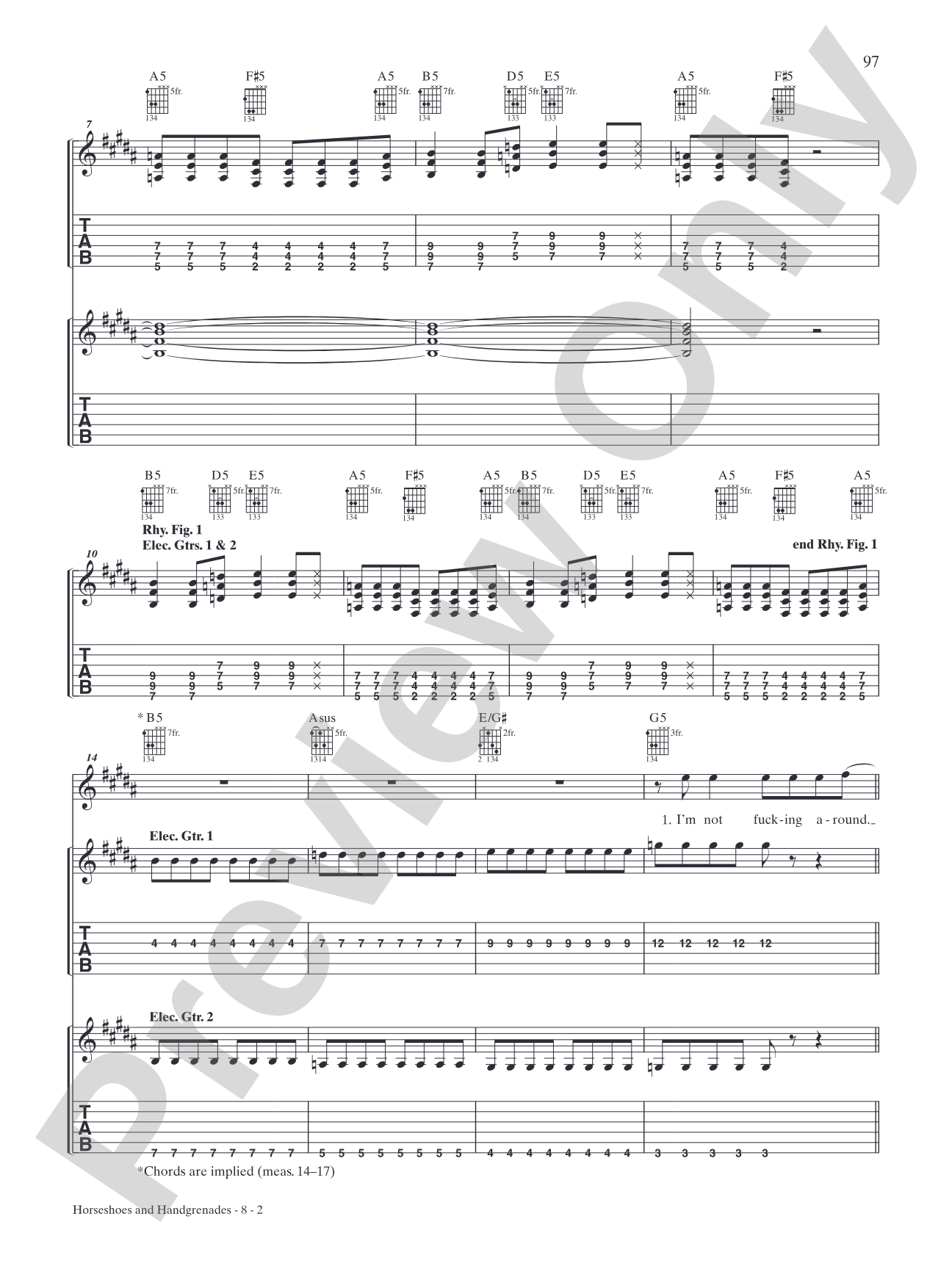 Horseshoes and Handgrenades: Authentic Guitar TAB