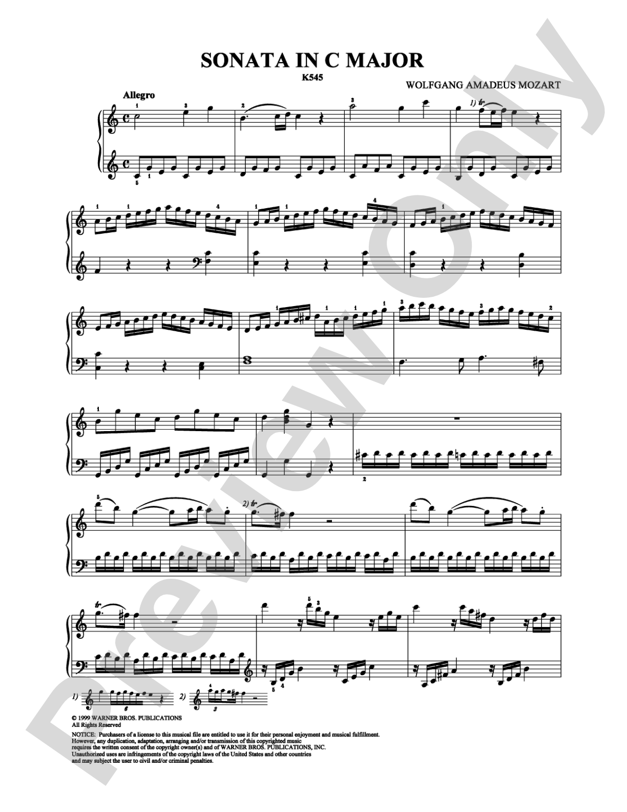 Sonata in C Major: Piano Digital Sheet Music
