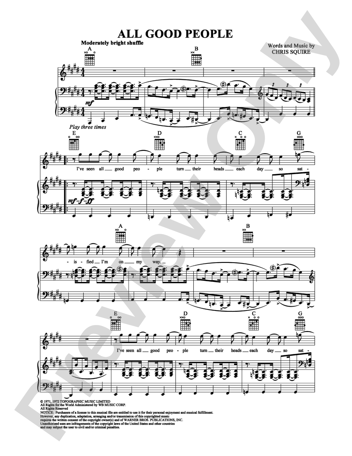 All Good People: Piano/Vocal/Chords Digital Sheet Music