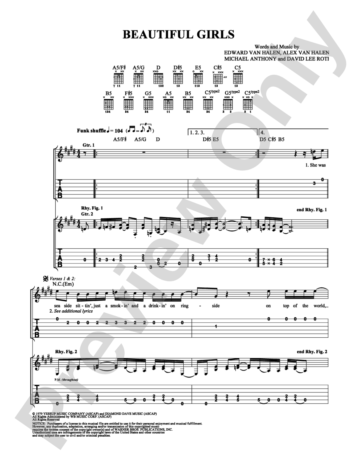 Beautiful Girls: Easy Guitar Digital Sheet Music