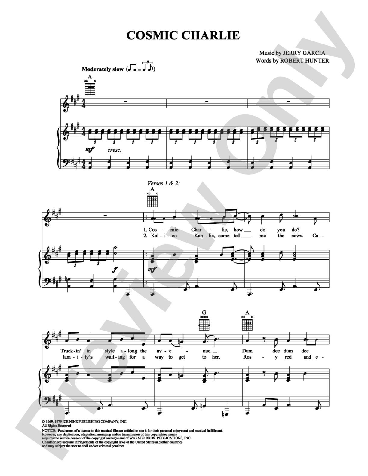 Cosmic Charlie: Piano/Vocal/Chords Digital Sheet Music