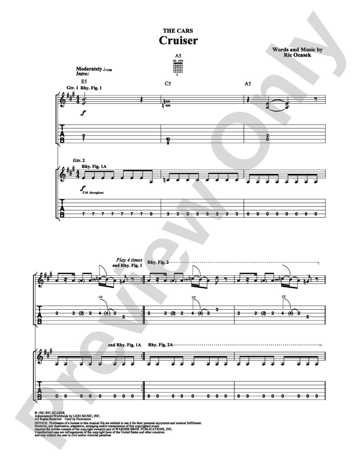 Cruiser: Guitar TAB Digital Sheet Music