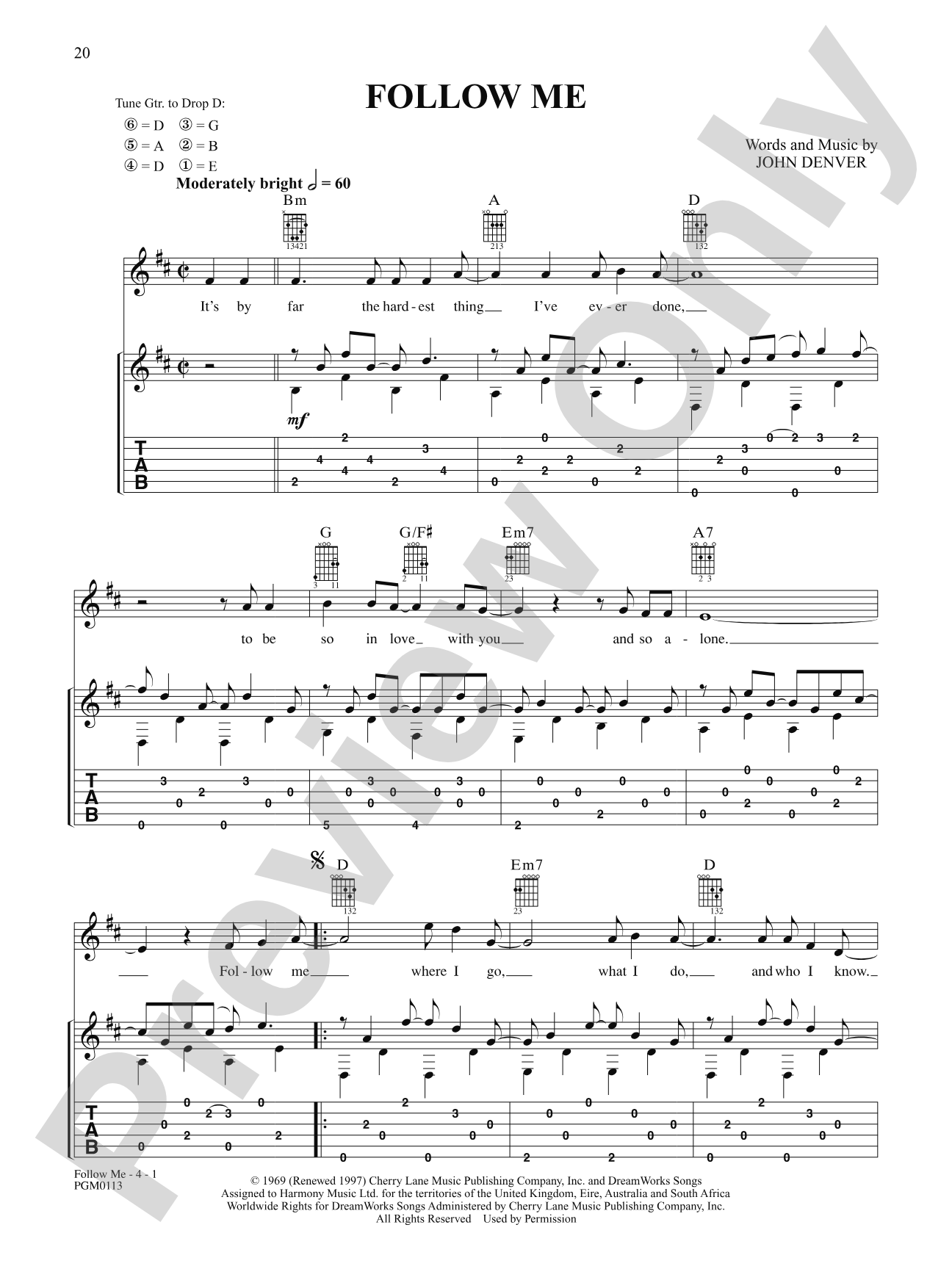 Follow Me: Interm./Easy Guitar TAB