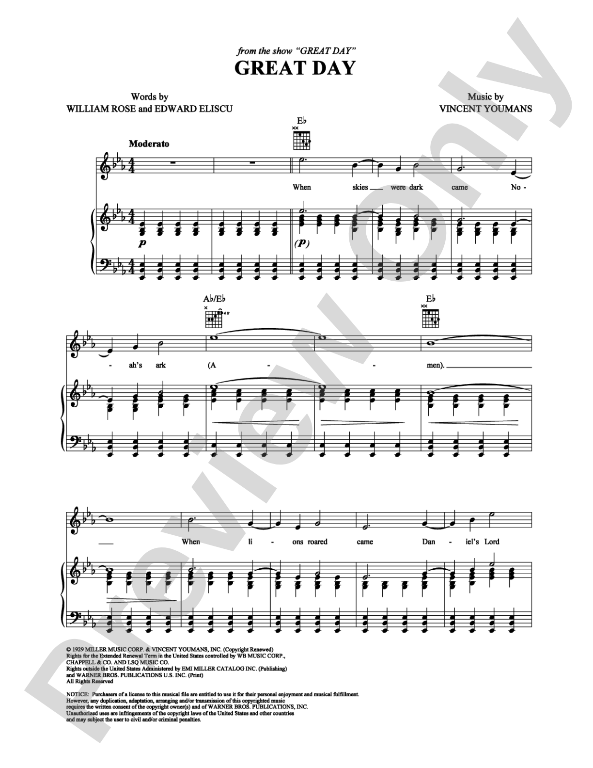 Great Day: Piano/Vocal/Chords Digital Sheet Music