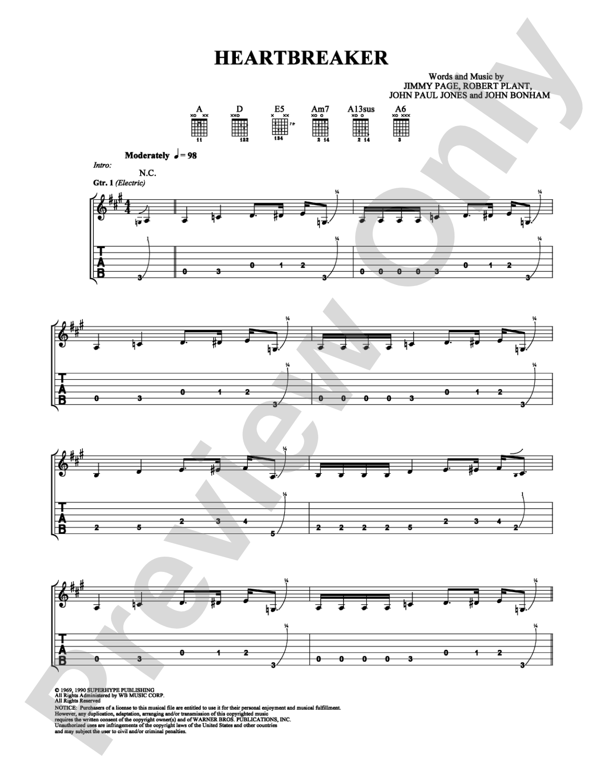 Heartbreaker: Easy Guitar Digital Sheet Music