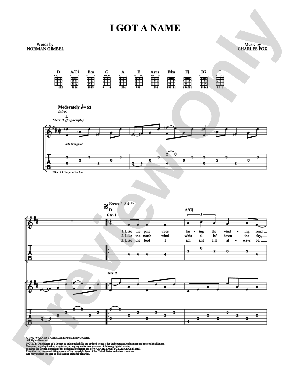 I Got A Name: Guitar TAB Digital Sheet Music