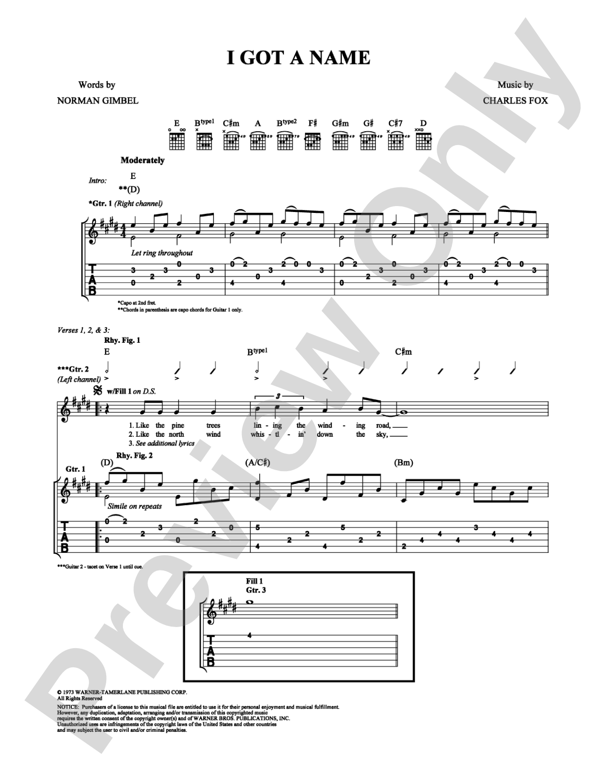 I Got a Name: Guitar TAB Digital Sheet Music