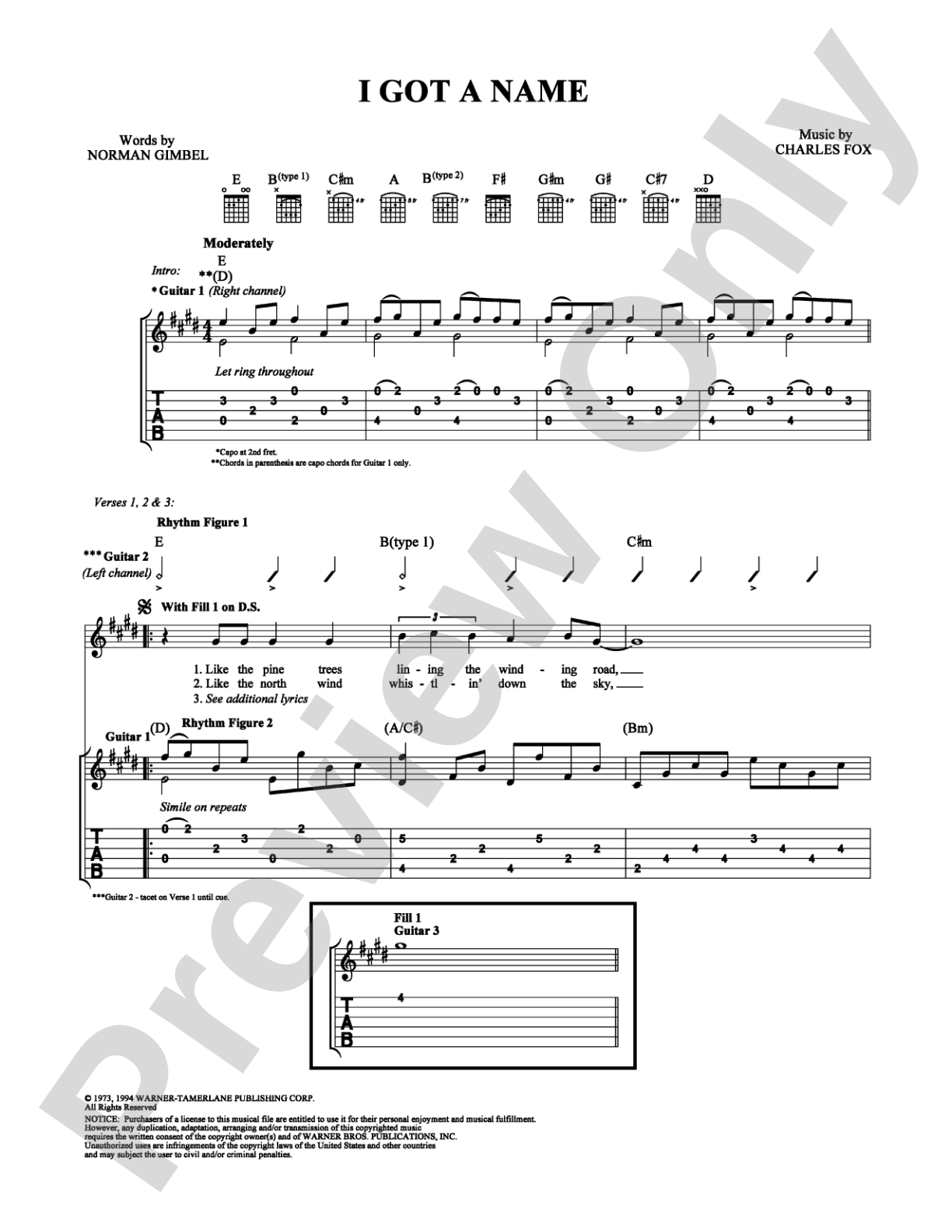 I Got a Name: Guitar TAB Digital Sheet Music