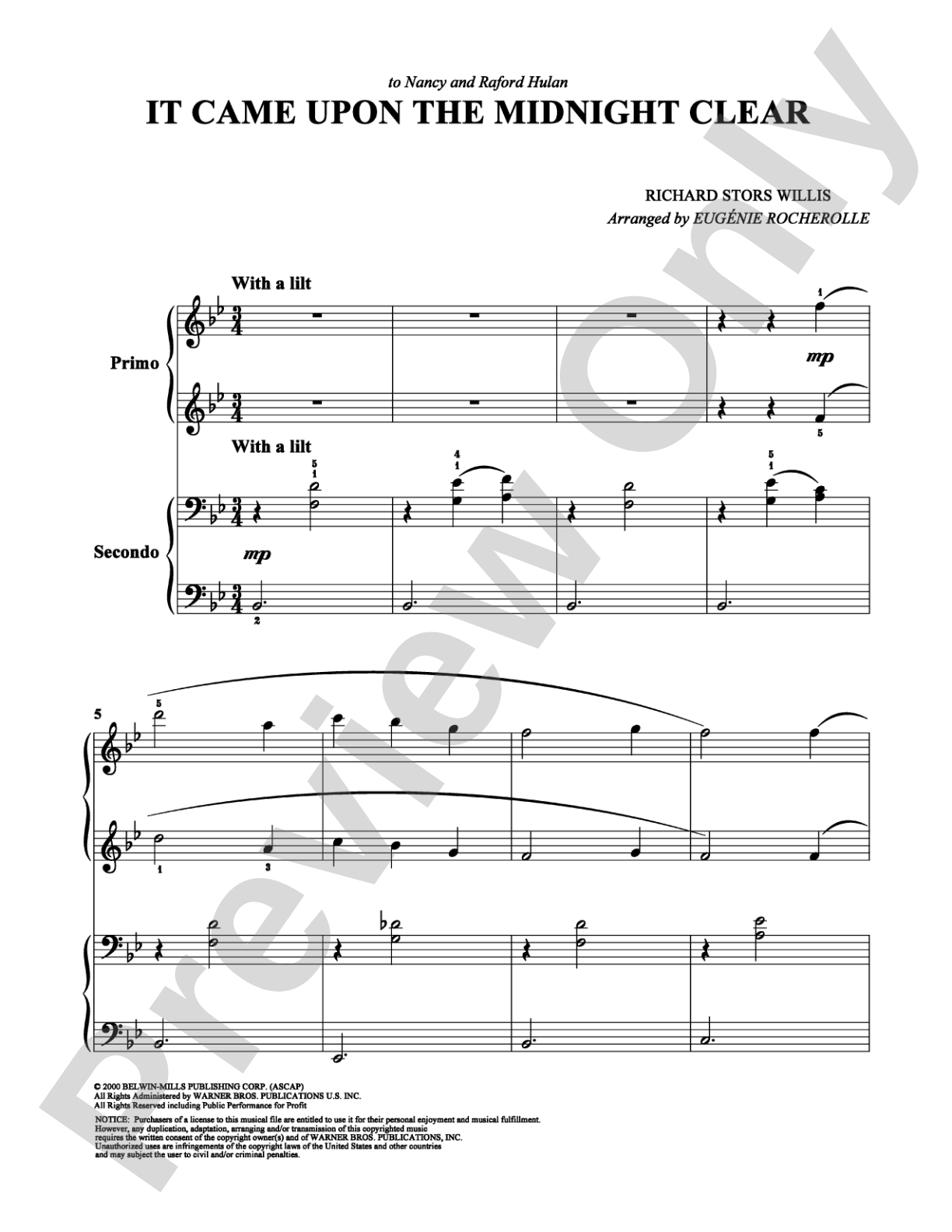 It Came Upon the Midnight Clear: Piano Duets & Four Hands Digital Sheet Music