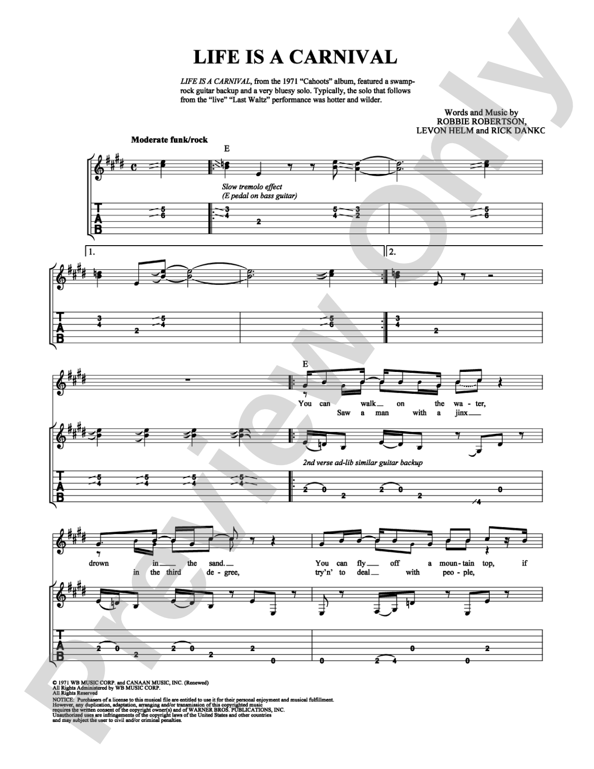 Life is a Carnival: Guitar TAB Digital Sheet Music