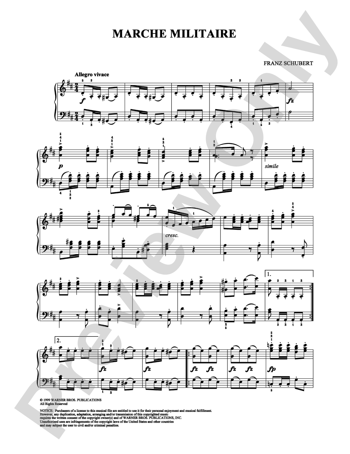 Marche Militaire: Piano Digital Sheet Music