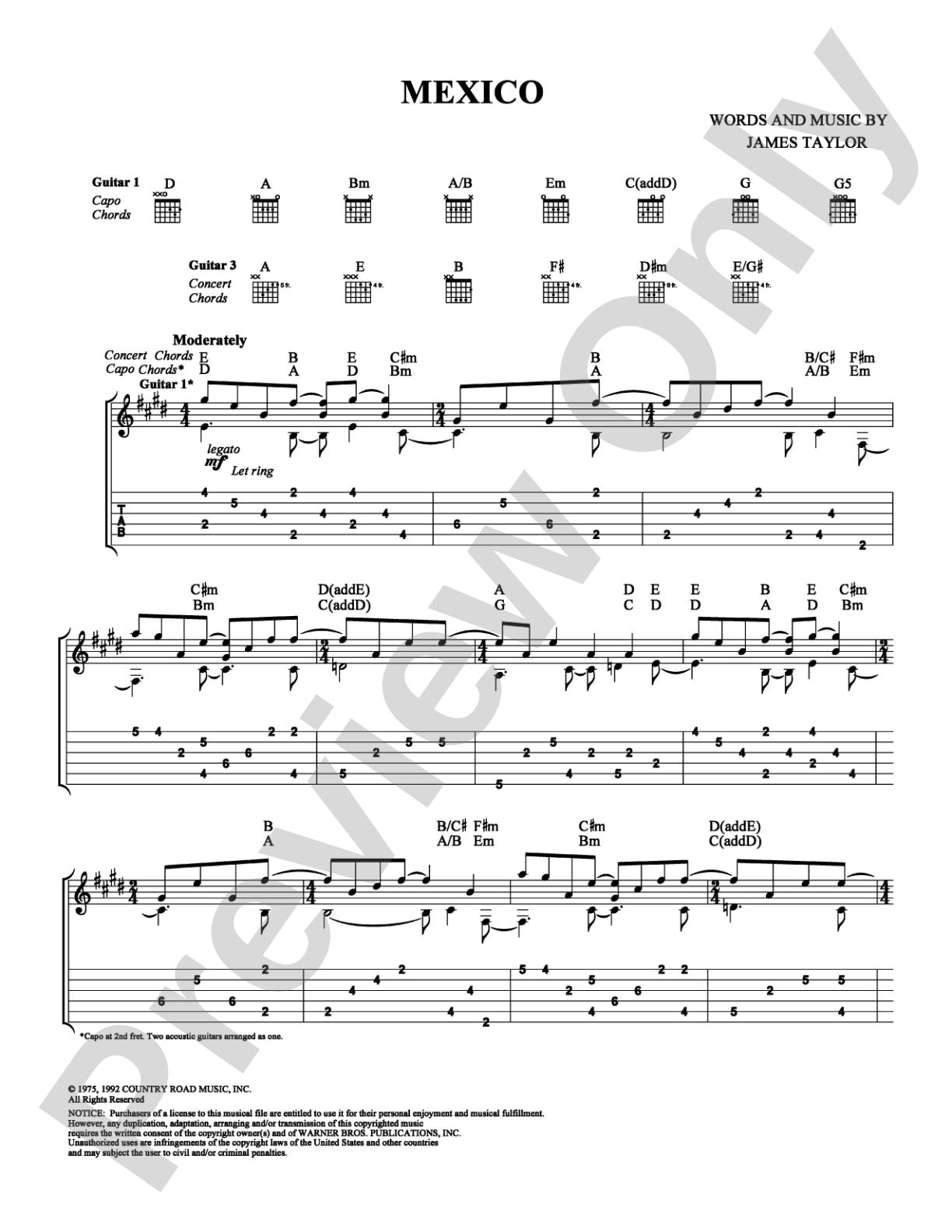 Mexico: Guitar TAB Digital Sheet Music