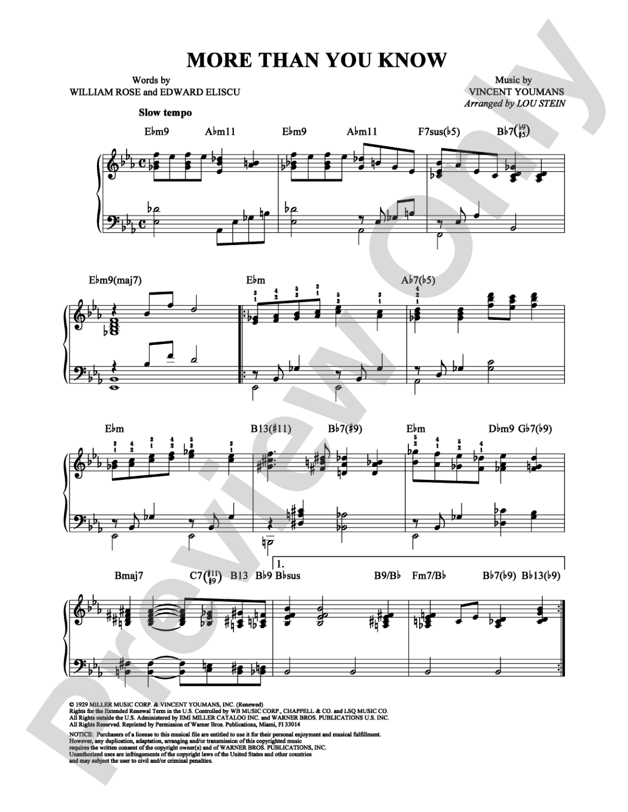 More Than You Know: Piano Digital Sheet Music