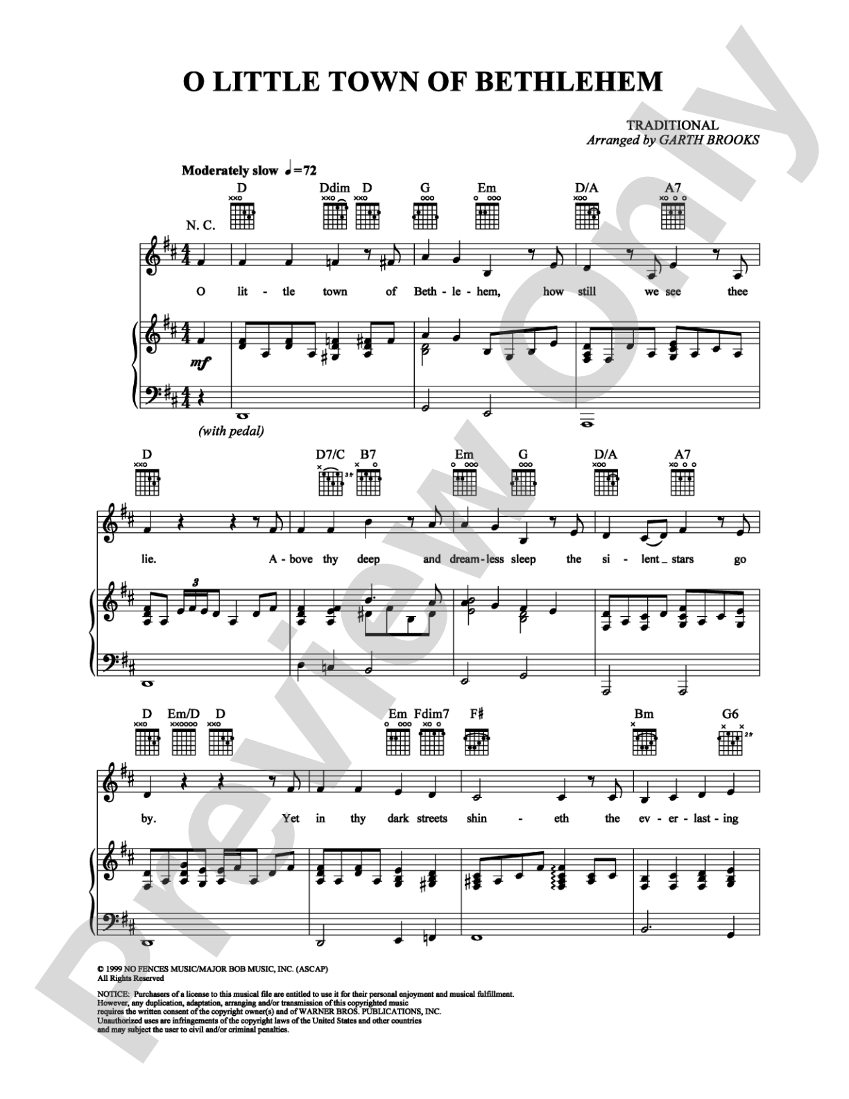 O Little Town of Bethlehem: Piano/Vocal/Chords Digital Sheet Music