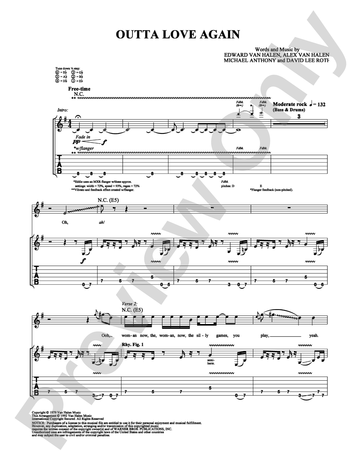 Outta Love Again: Guitar TAB Digital Sheet Music