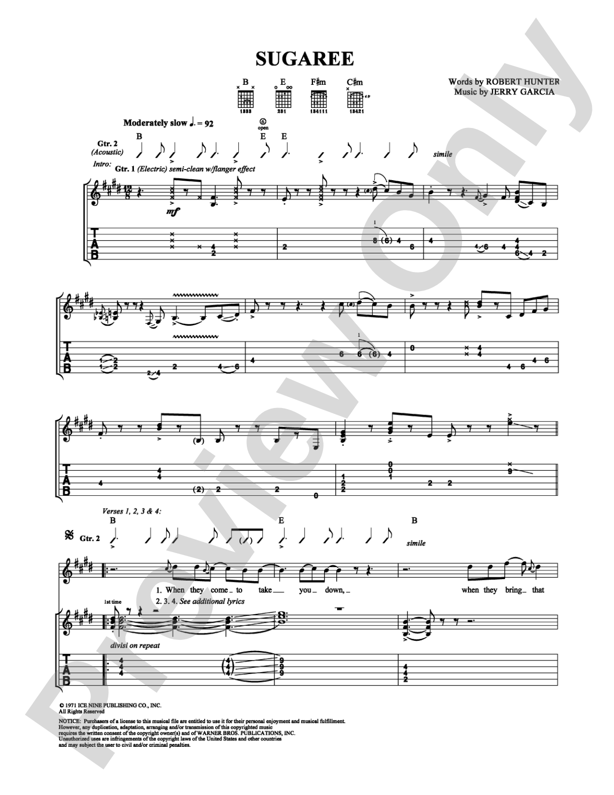 Sugaree: Guitar TAB Digital Sheet Music