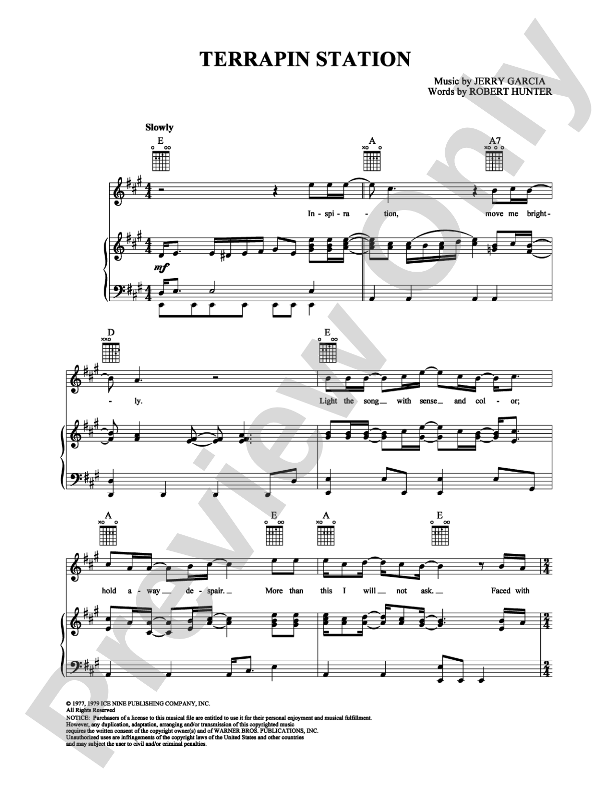Terrapin Station: Piano/Vocal/Chords Digital Sheet Music