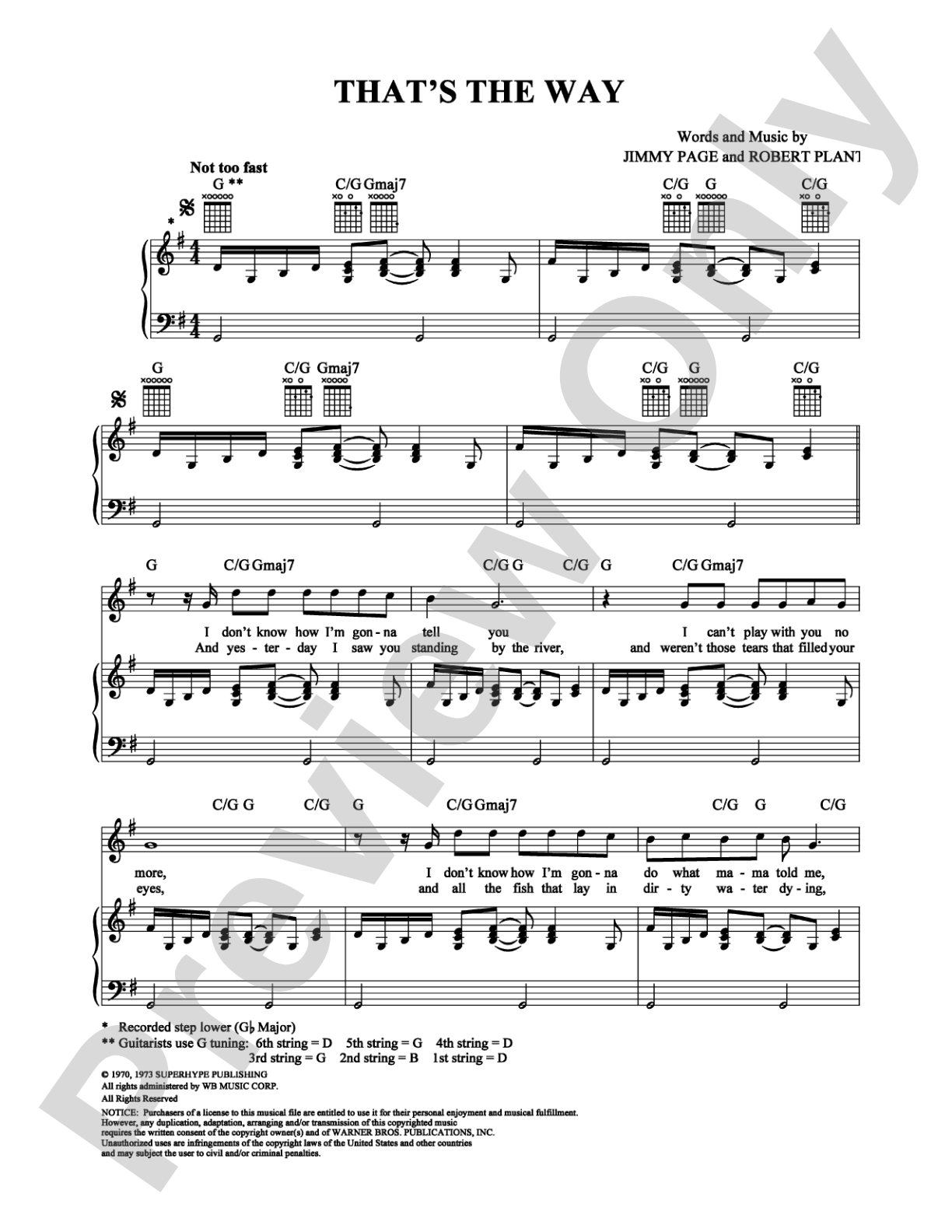 That's the Way: Piano/Vocal/Chords Digital Sheet Music