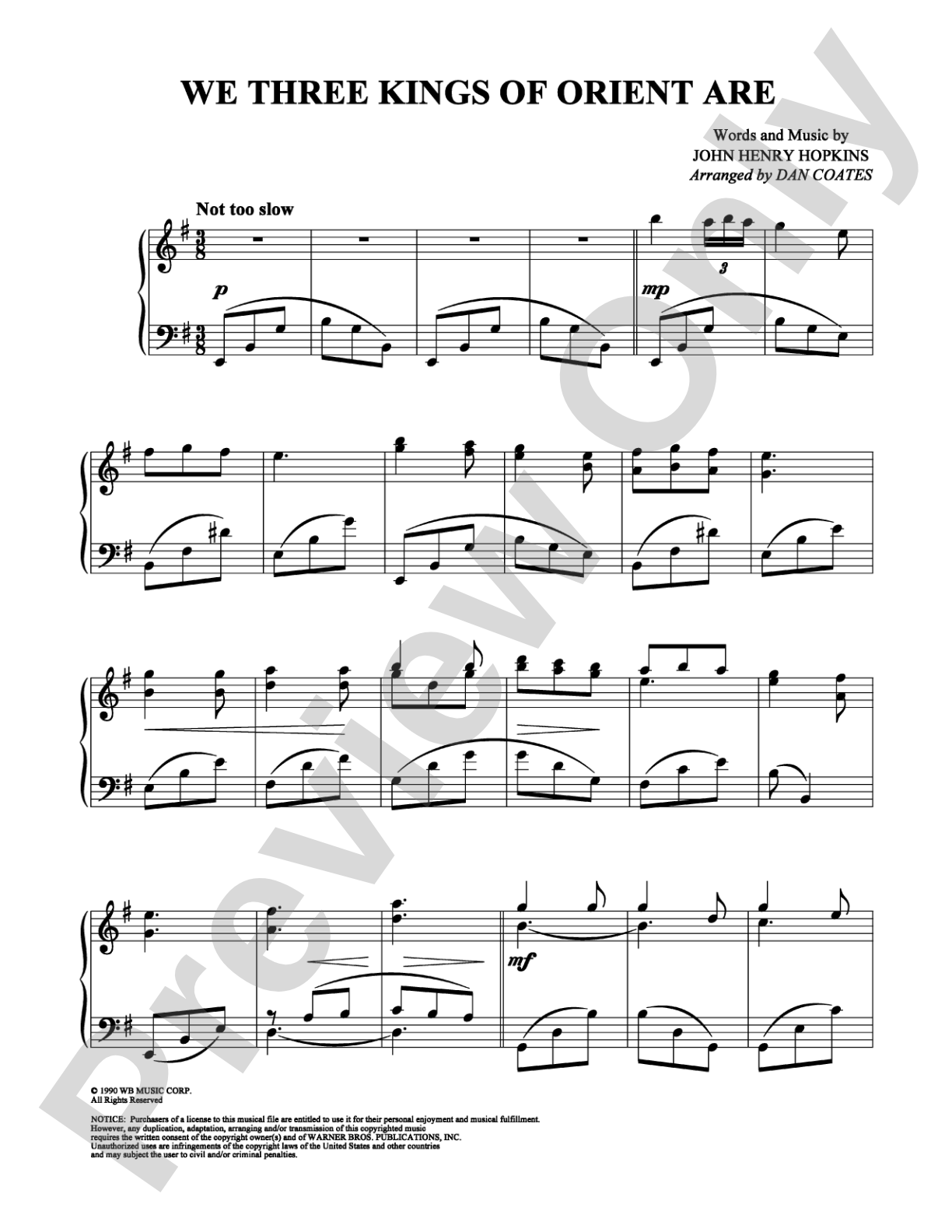 We Three Kings of Orient Are: Piano Digital Sheet Music