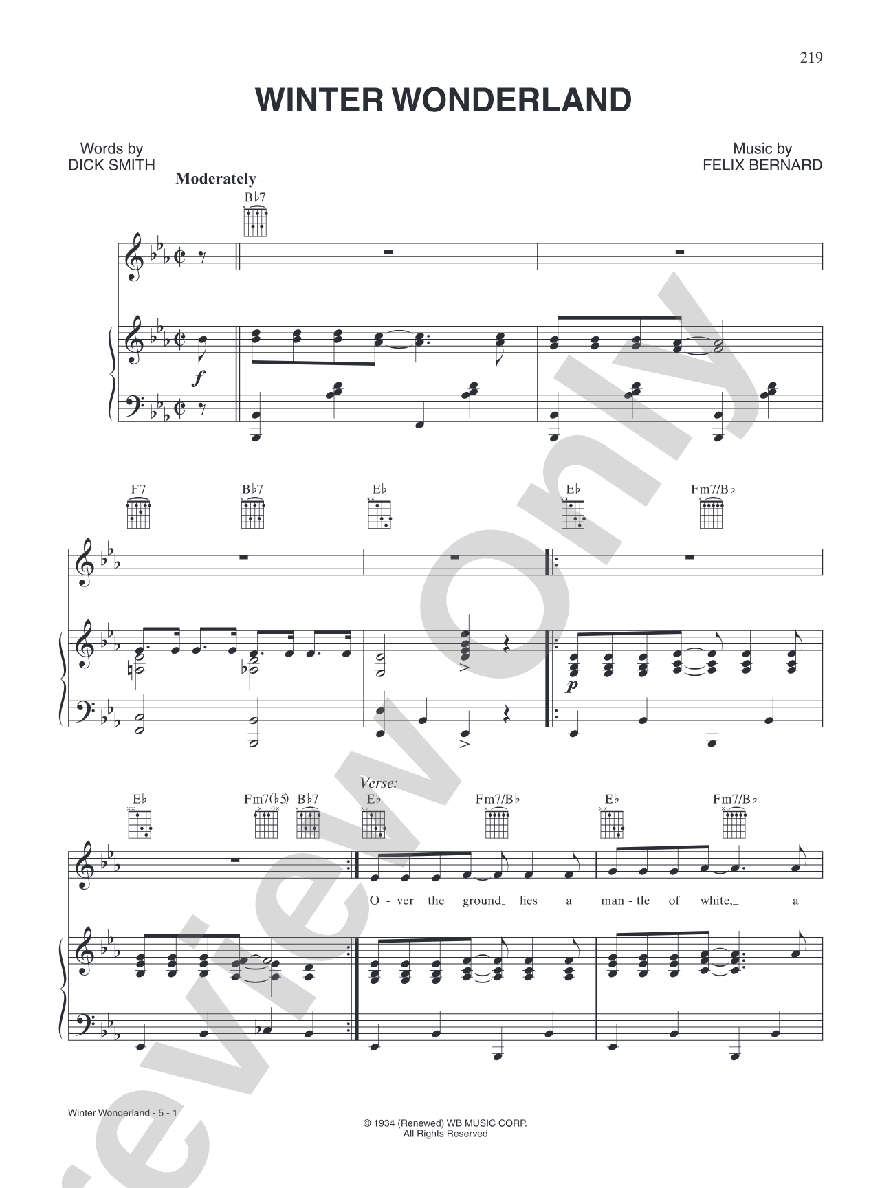 Winter Wonderland: Piano/Vocal/Chords