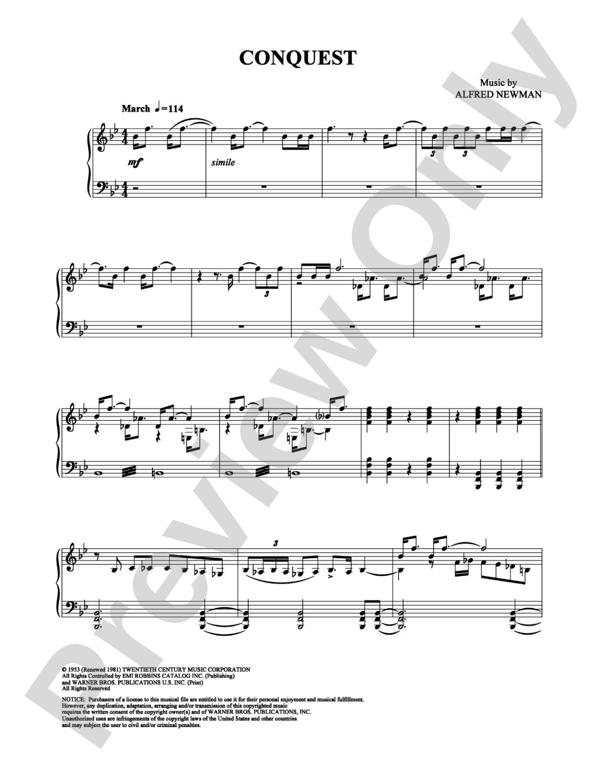 Conquest: Piano Digital Sheet Music