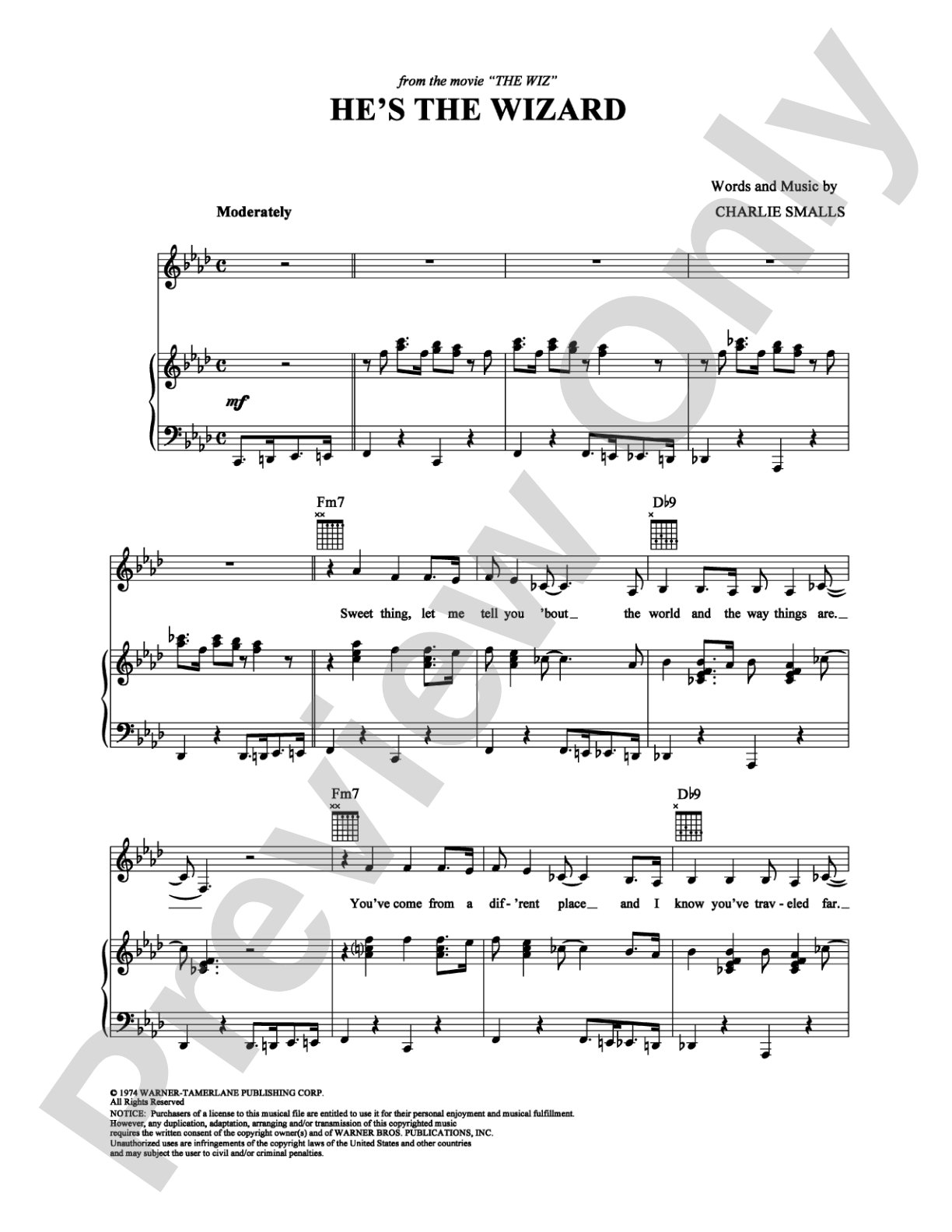 He's the Wizard: Piano/Vocal/Chords Digital Sheet Music