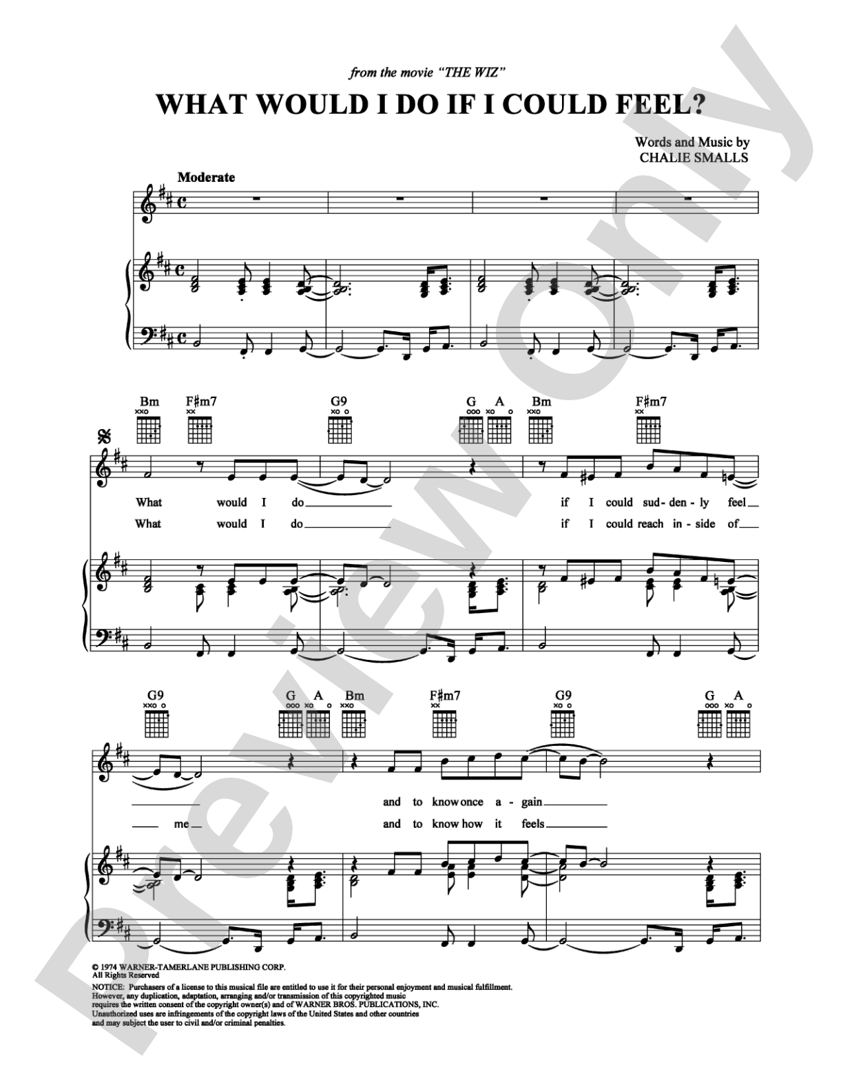 What Would I Do if I Could Feel?: Piano/Vocal/Chords Digital Sheet Music