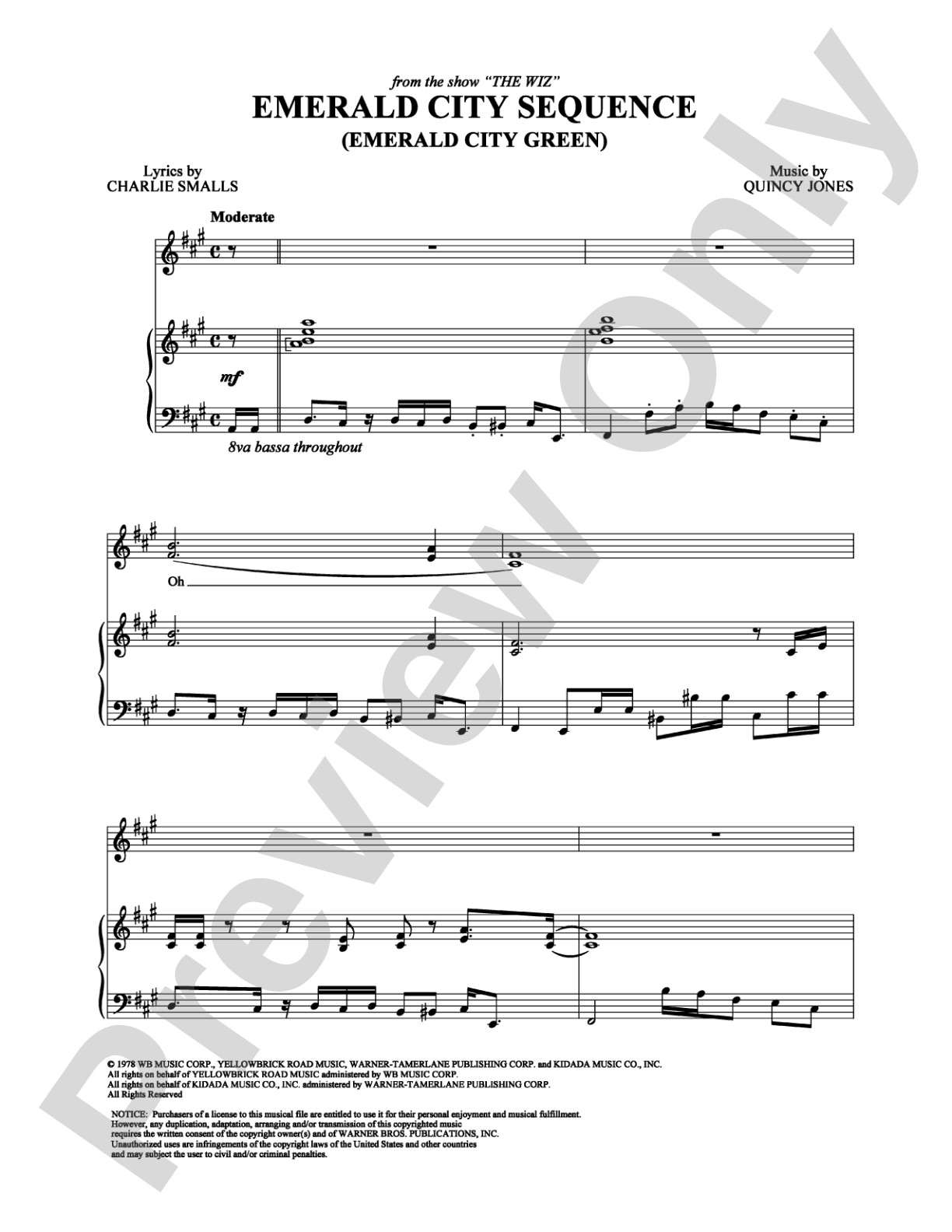 Emerald City Sequence: Emerald City Green: Piano/Vocal/Chords Digital Sheet Music