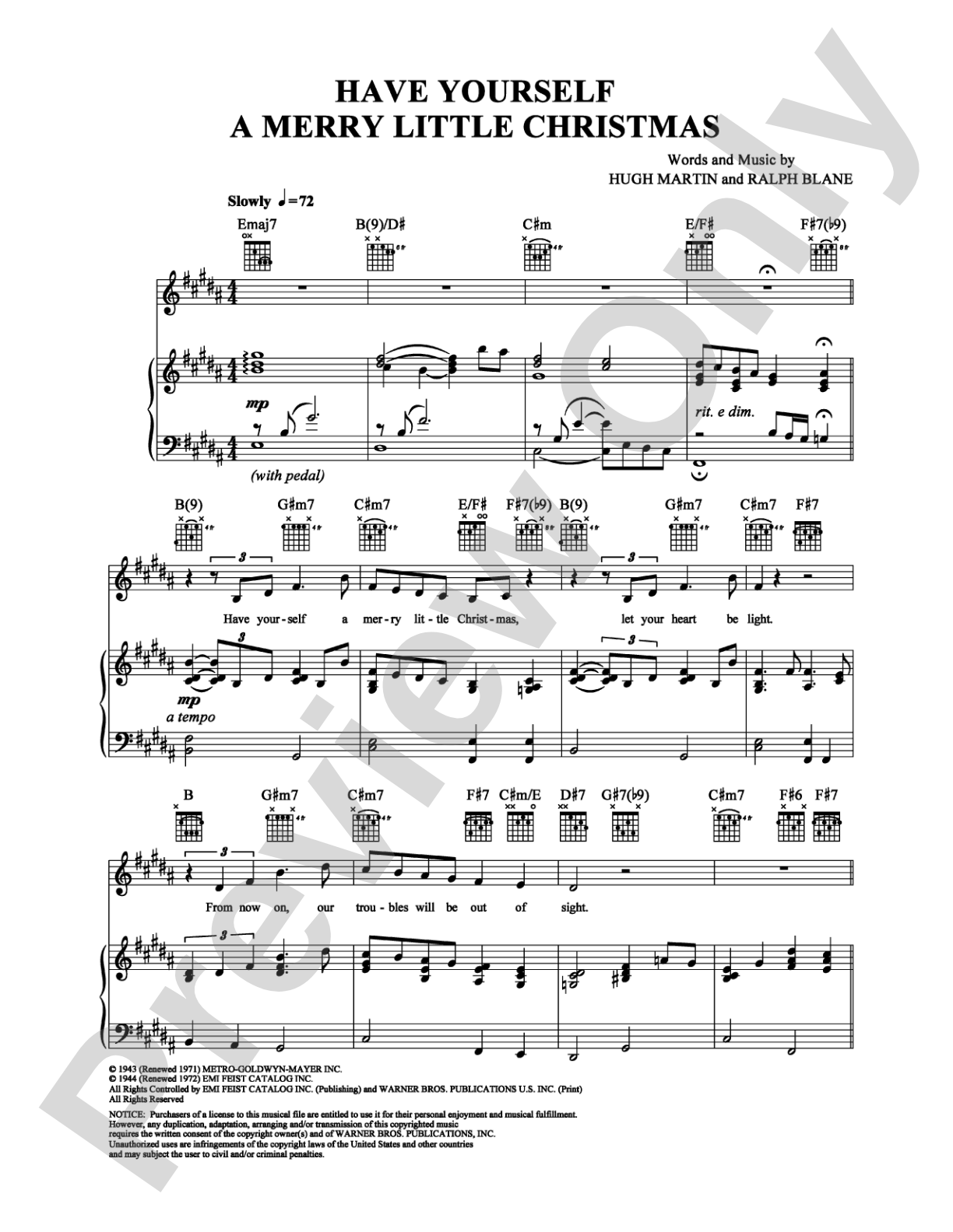 Have Yourself a Merry Little Christmas: Piano/Vocal/Chords Digital Sheet Music