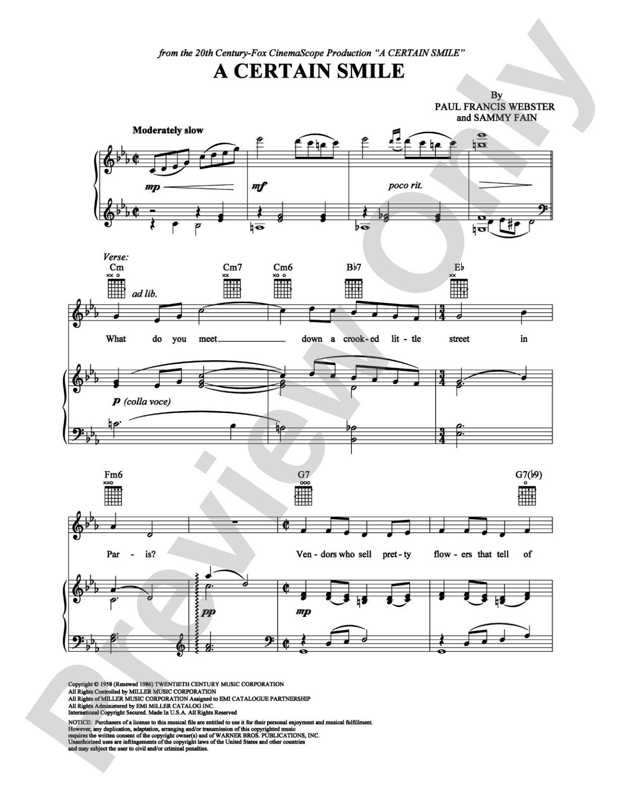 A Certain Smile: Piano/Vocal/Chords Digital Sheet Music