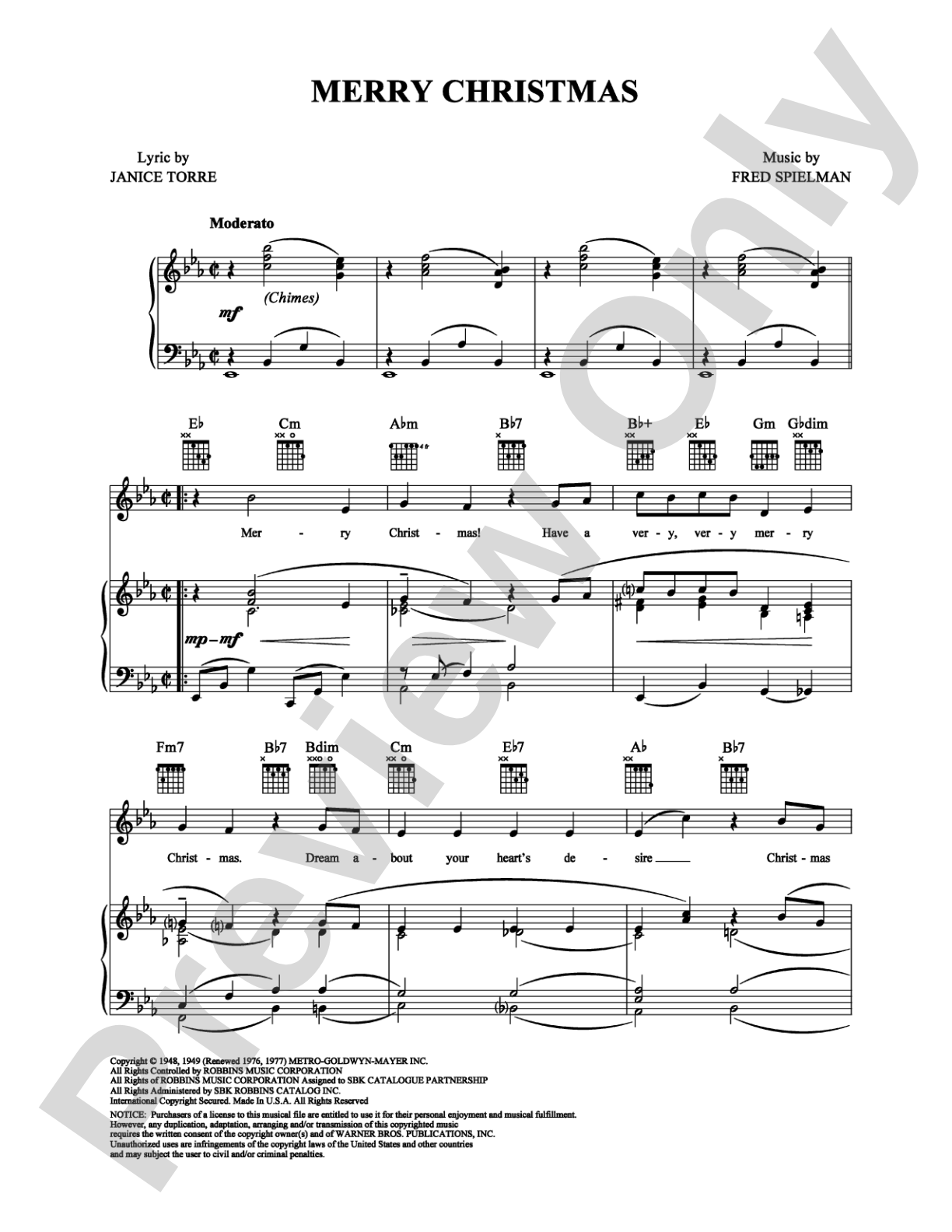 Merry Christmas: Piano/Vocal/Chords Digital Sheet Music