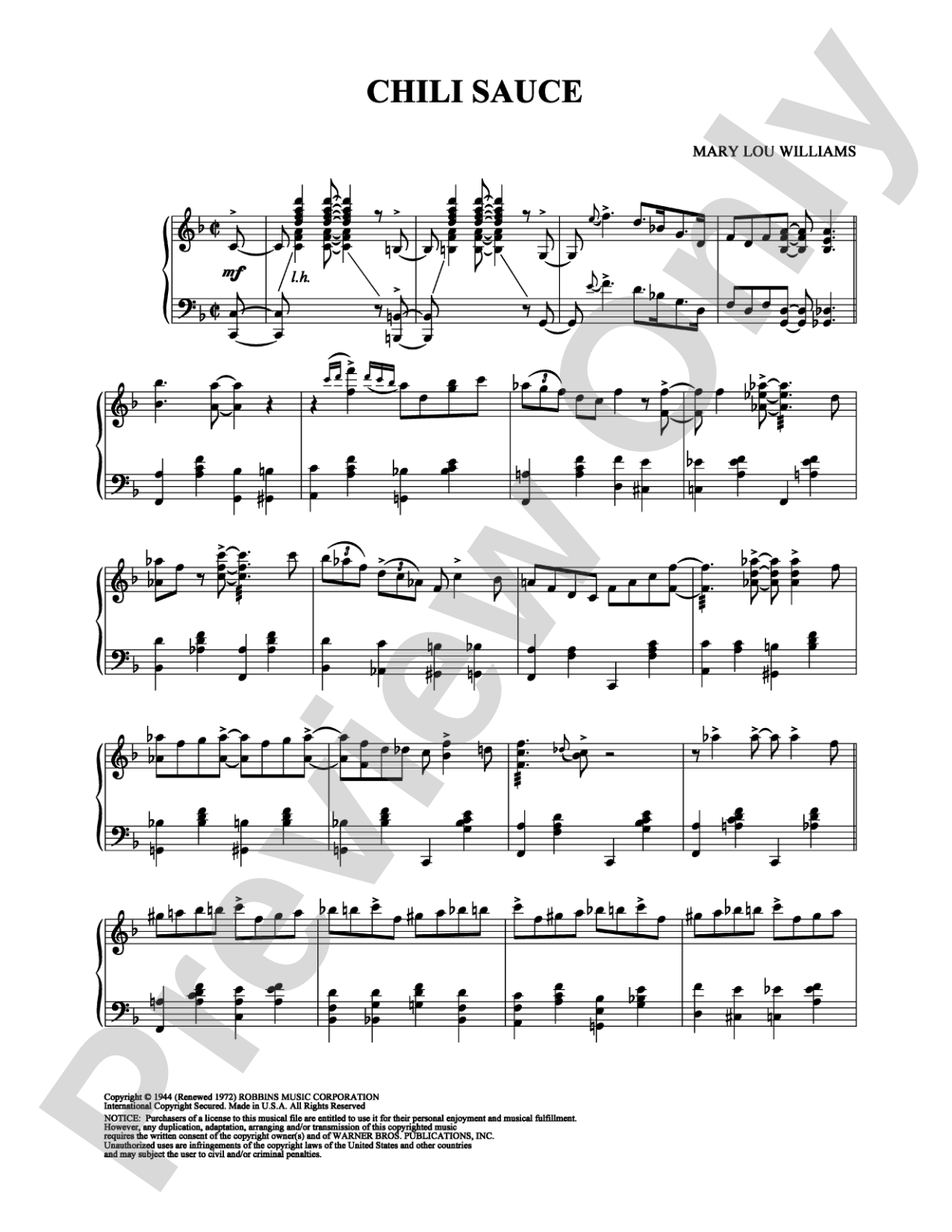 Chili Sauce: Piano Digital Sheet Music