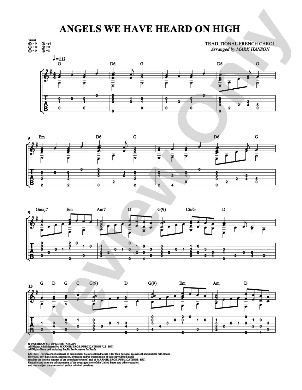 Angels We Have Heard on High: Guitar TAB Digital Sheet Music