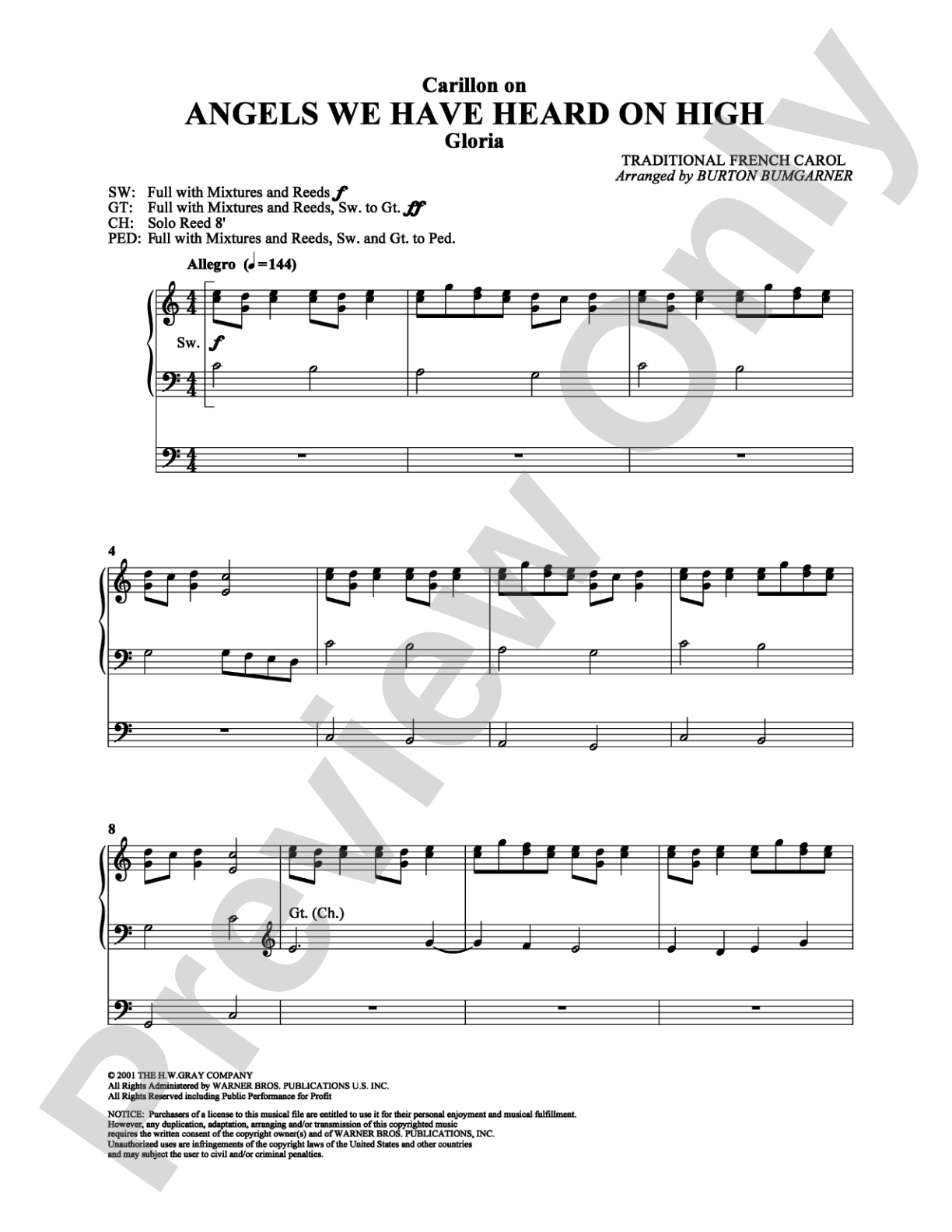 Angels We Have Heard on High: Organ Digital Sheet Music