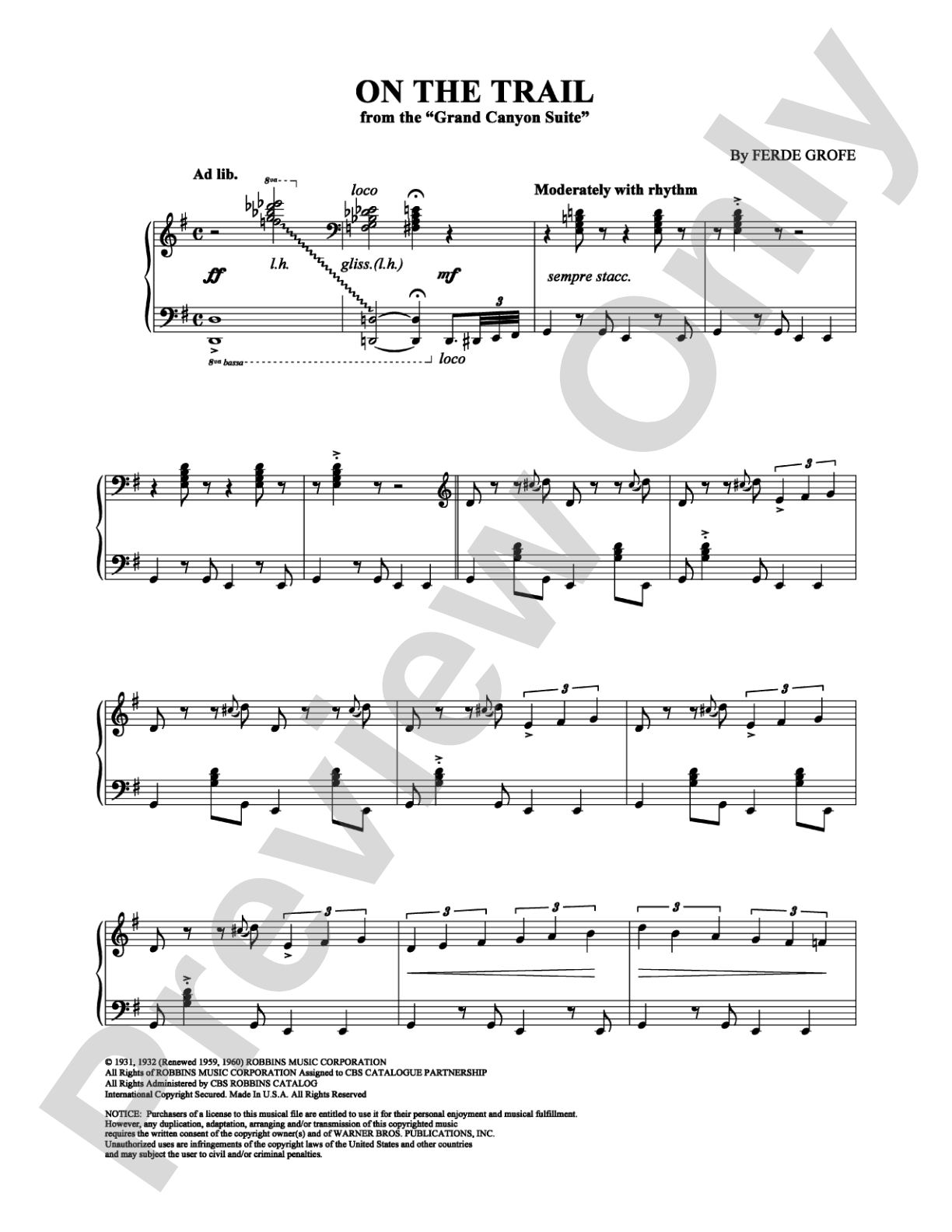 On the Trail: Piano Digital Sheet Music