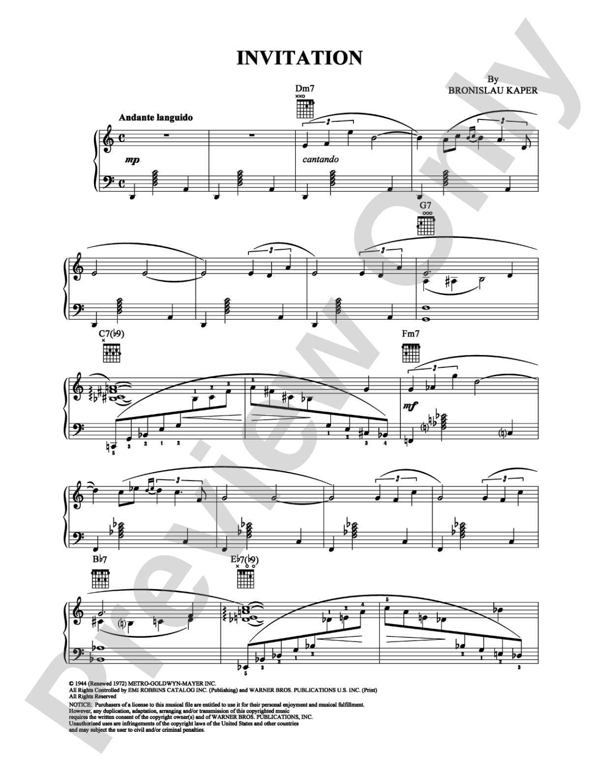 Invitation: Piano Digital Sheet Music