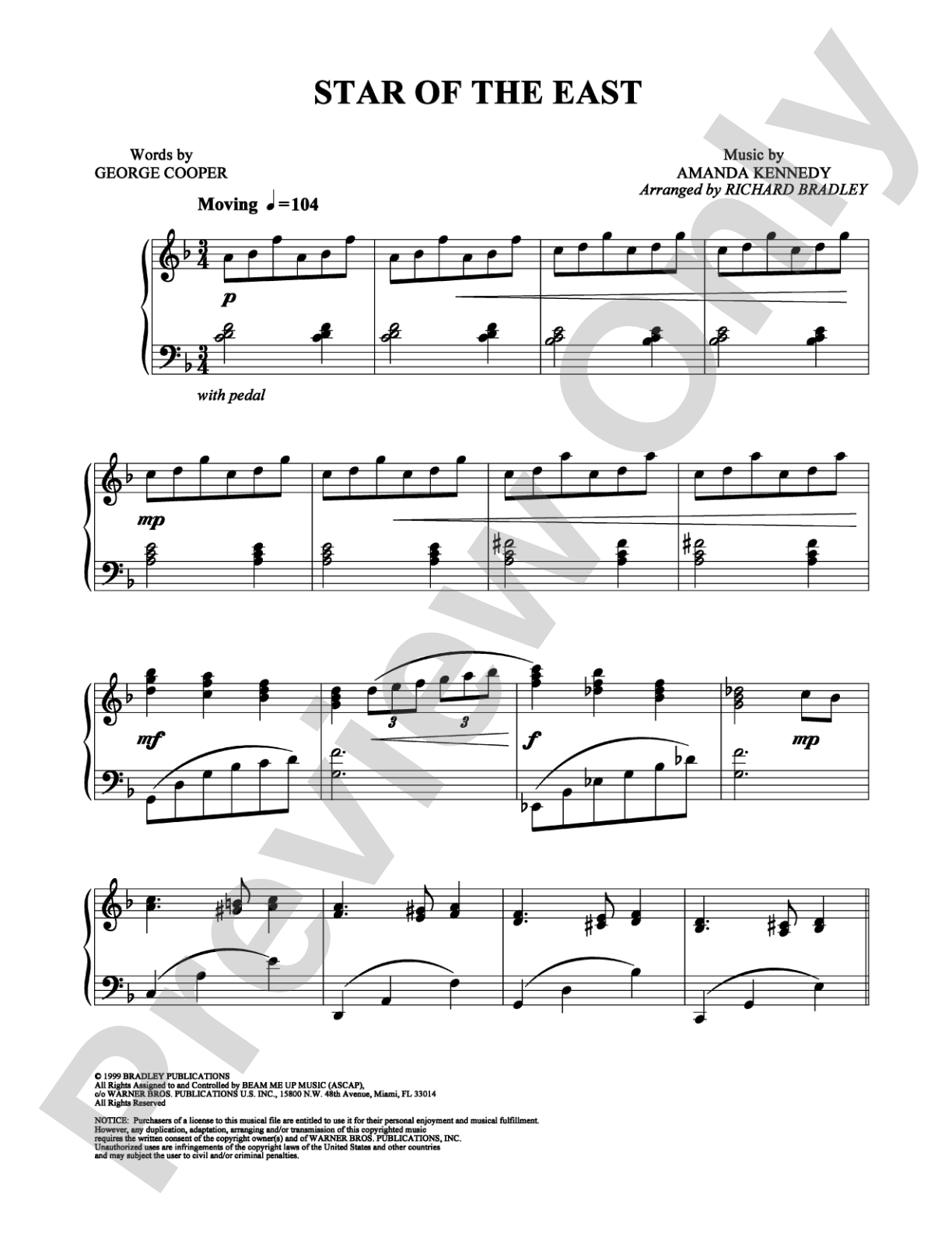 Star of the East: Piano Digital Sheet Music
