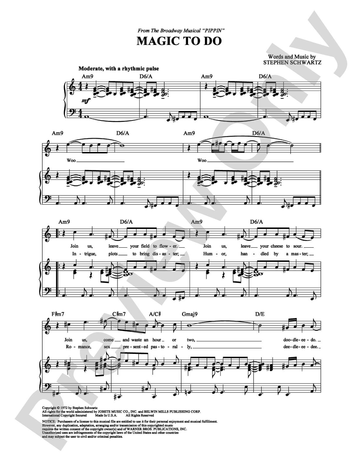 Magic To Do: Piano/Vocal/Chords Digital Sheet Music