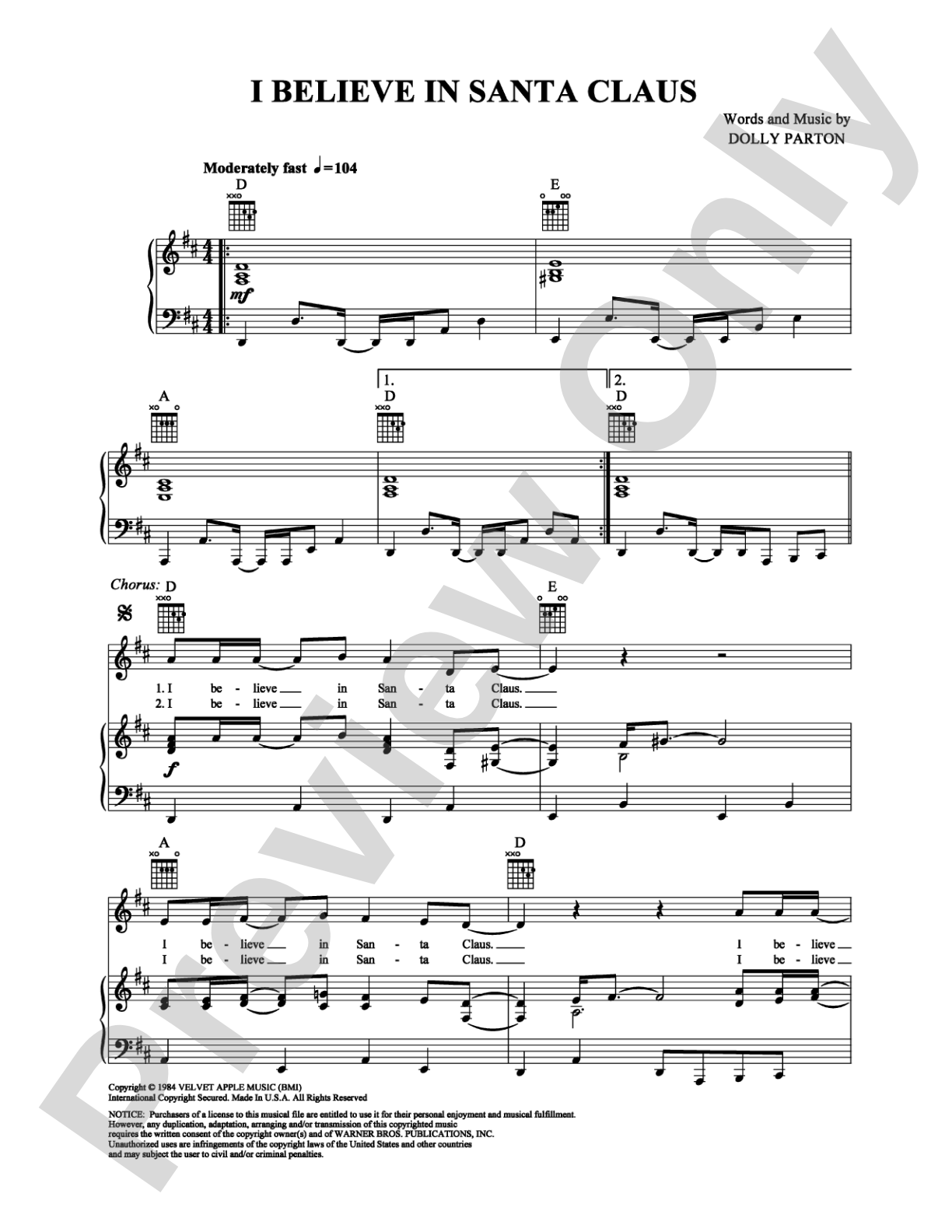 I Believe in Santa Claus: Piano/Vocal/Chords Digital Sheet Music