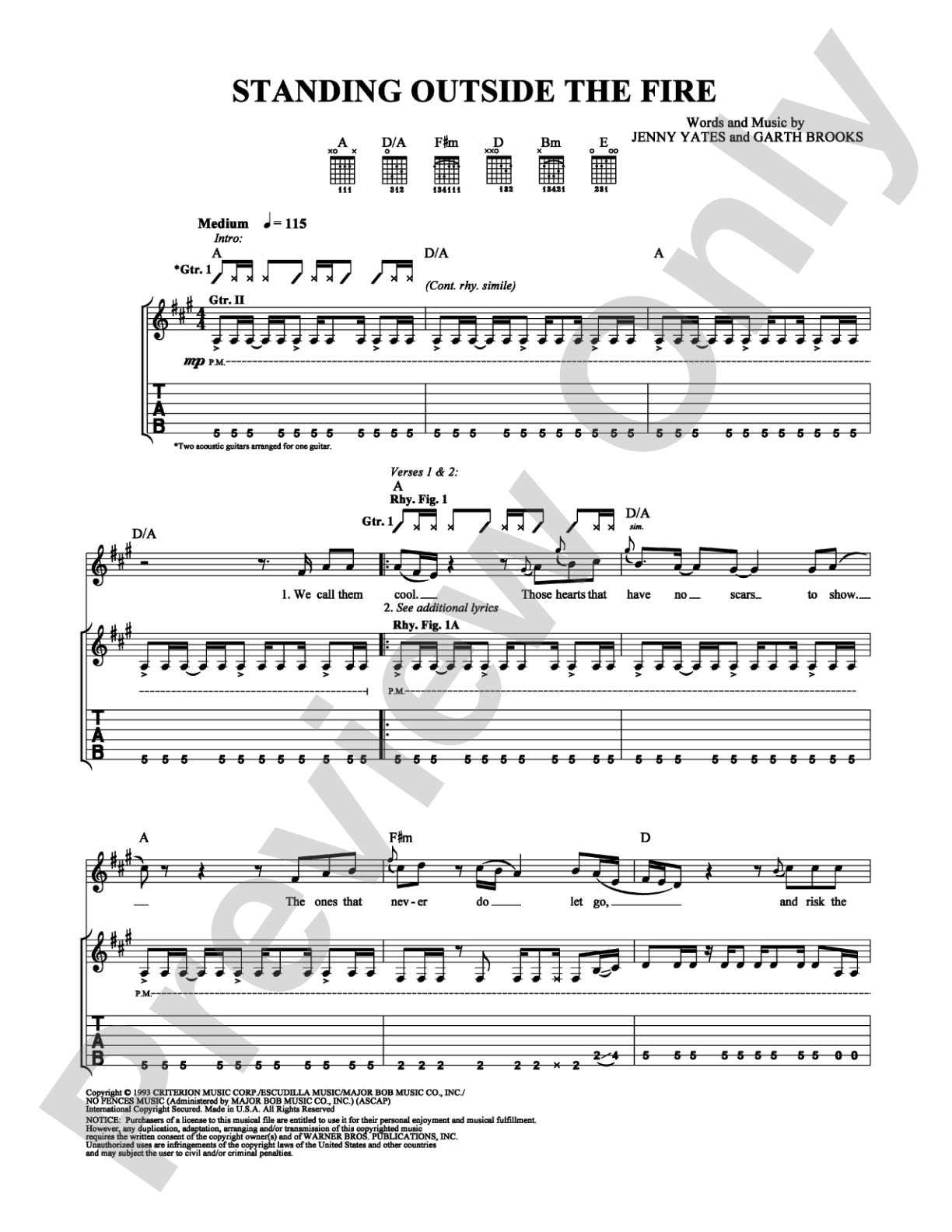 Standing Outside the Fire: Guitar TAB Digital Sheet Music