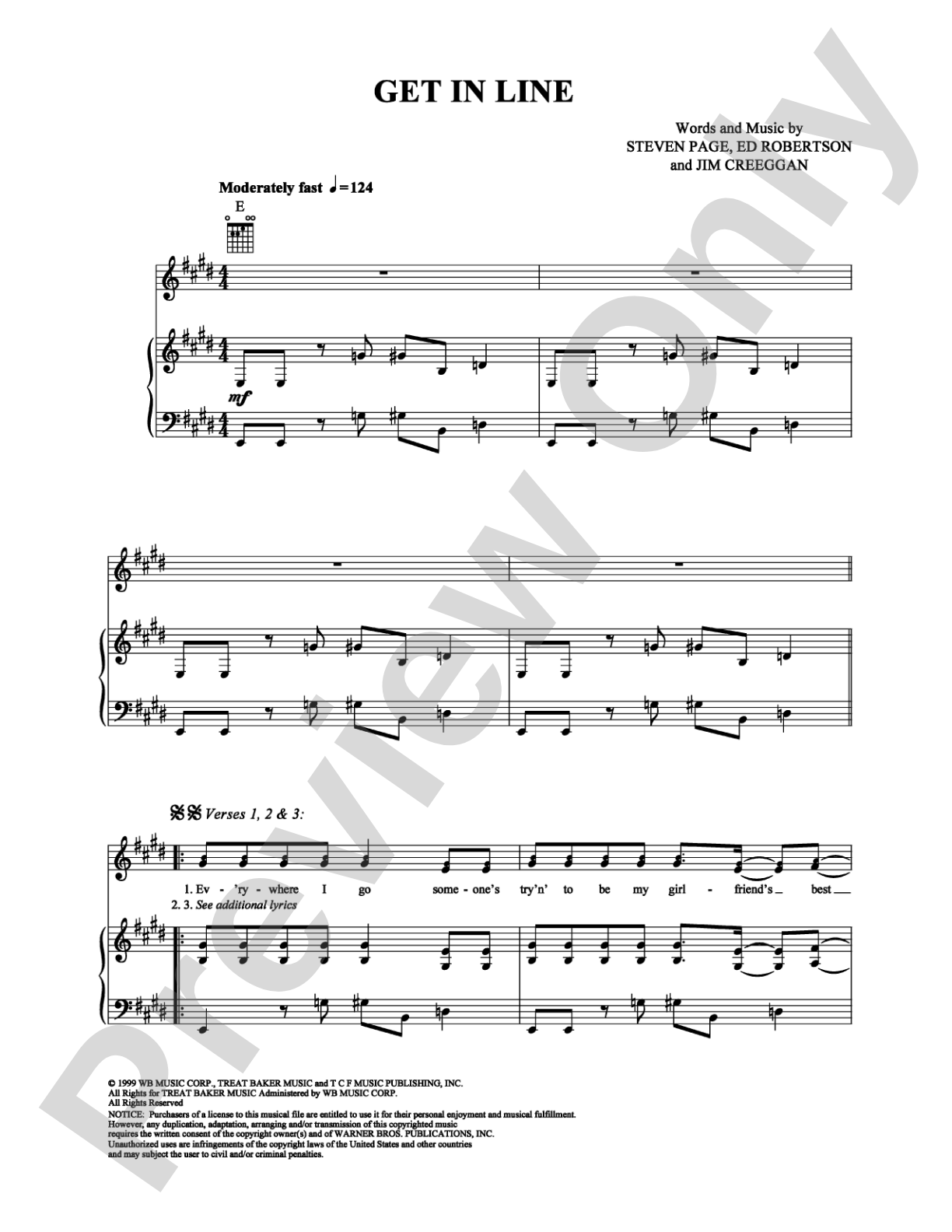 Get in Line: Piano/Vocal/Chords Digital Sheet Music